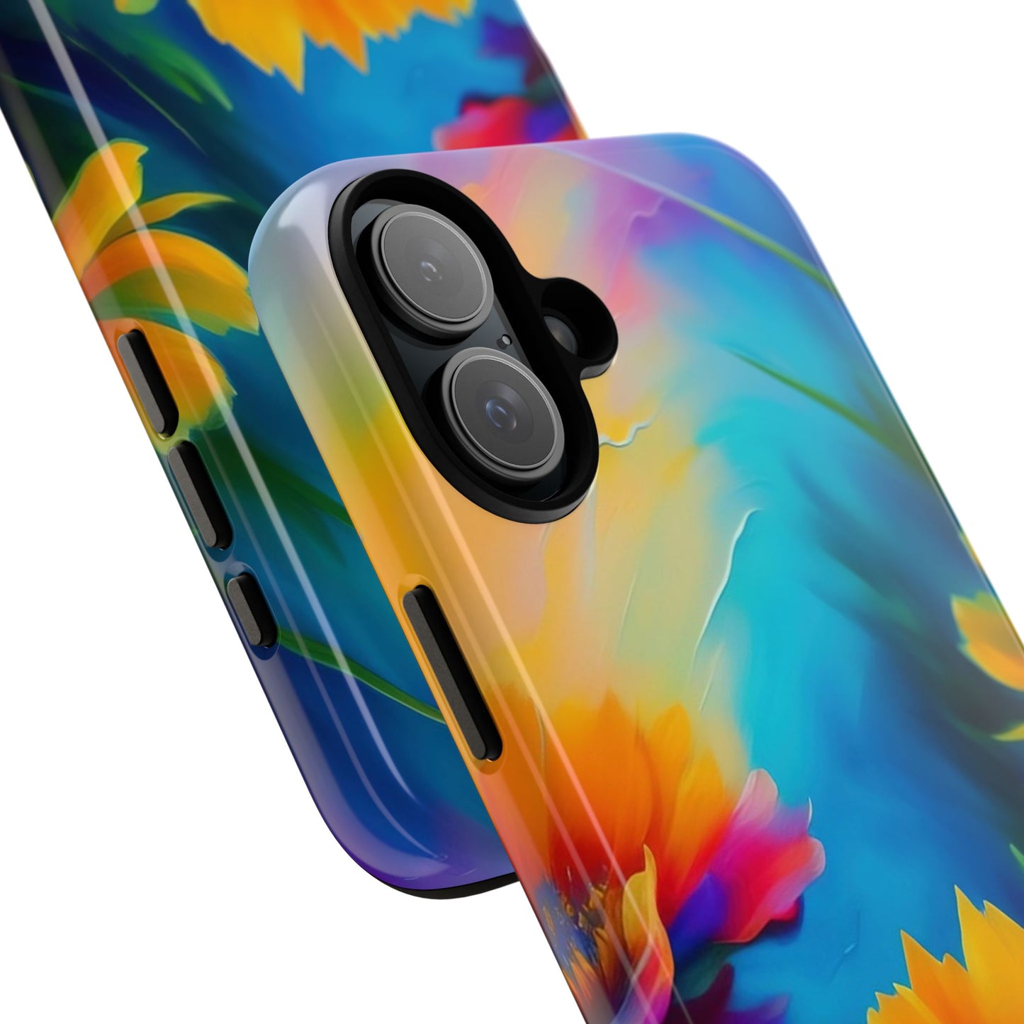 Floral Burst Tough Phone Case — Vibrant Watercolor Flowers Protective Cover