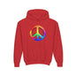 Youth Hoodie — Rainbow Peace Sign Pullover