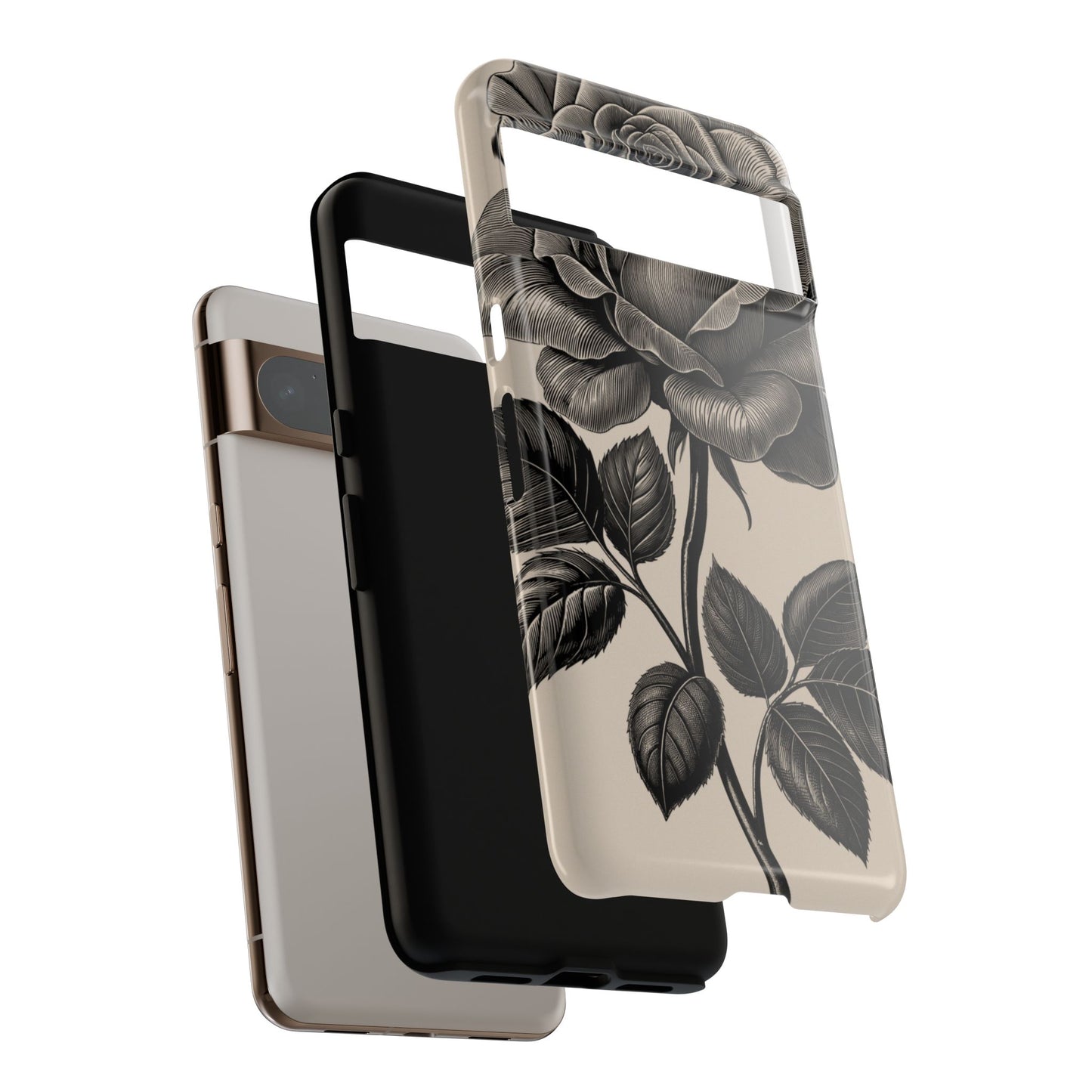 Black Rose Phone Case, Tough Cases with Floral Design, Elegant Tech Accessory, Gift for Flower Lovers, Stylish Protection