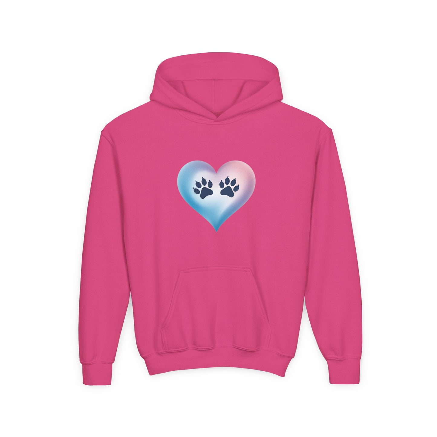 Kids Heart Paw Hoodie — Pastel Gradient Pet Lover Sweatshirt