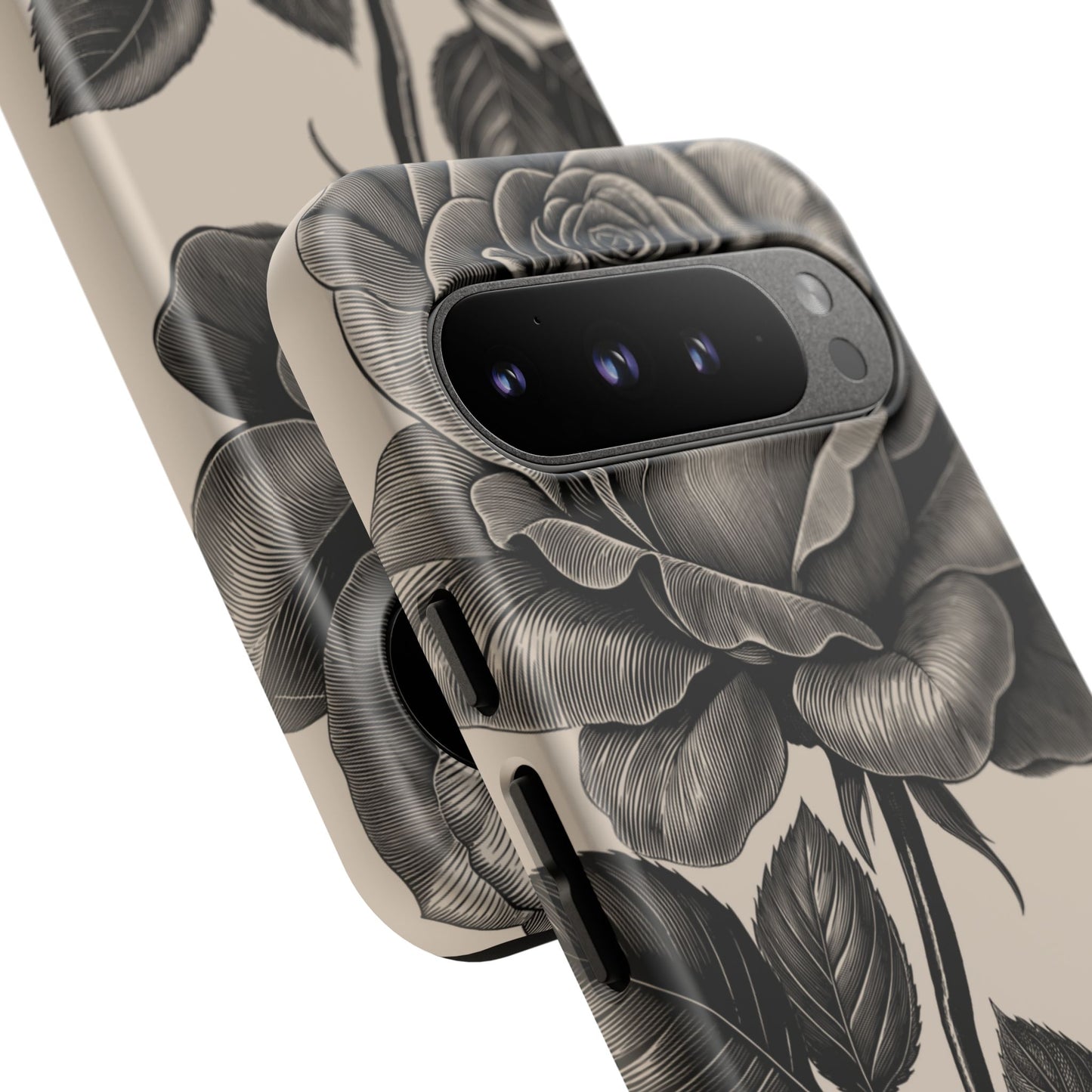 Black Rose Phone Case, Tough Cases with Floral Design, Elegant Tech Accessory, Gift for Flower Lovers, Stylish Protection