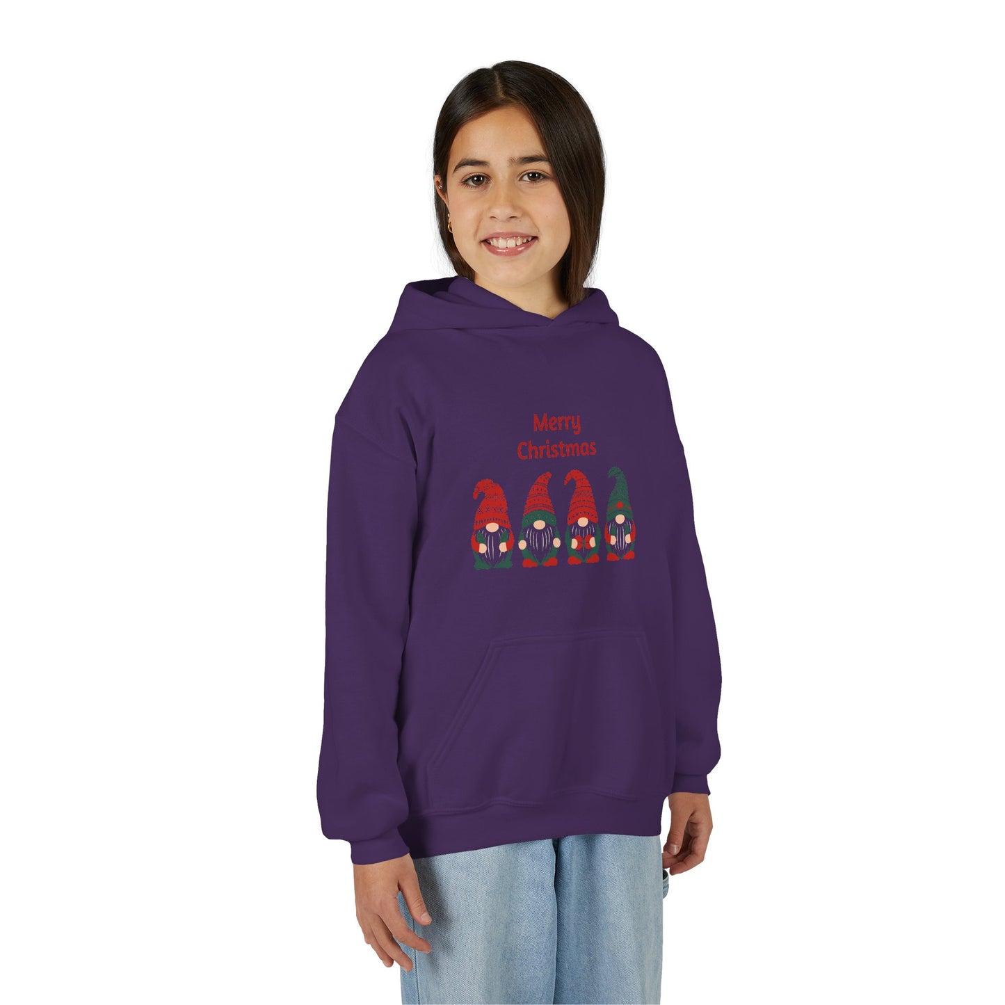 Youth Christmas Gnome Hoodie - "Merry Christmas" Holiday Kids Sweatshirt