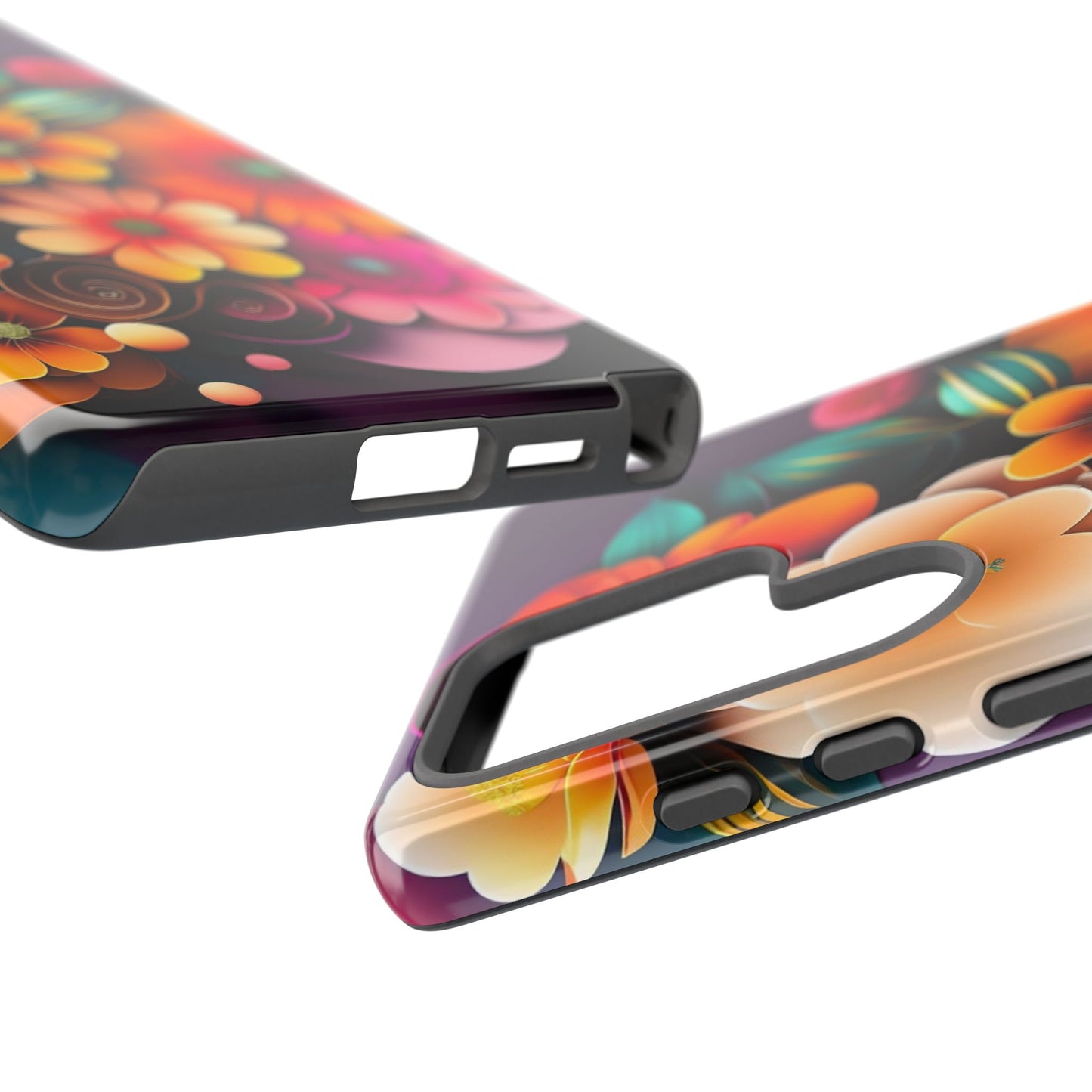 Floral Burst Tough Phone Case — Colorful Retro Flowers Protective Cover