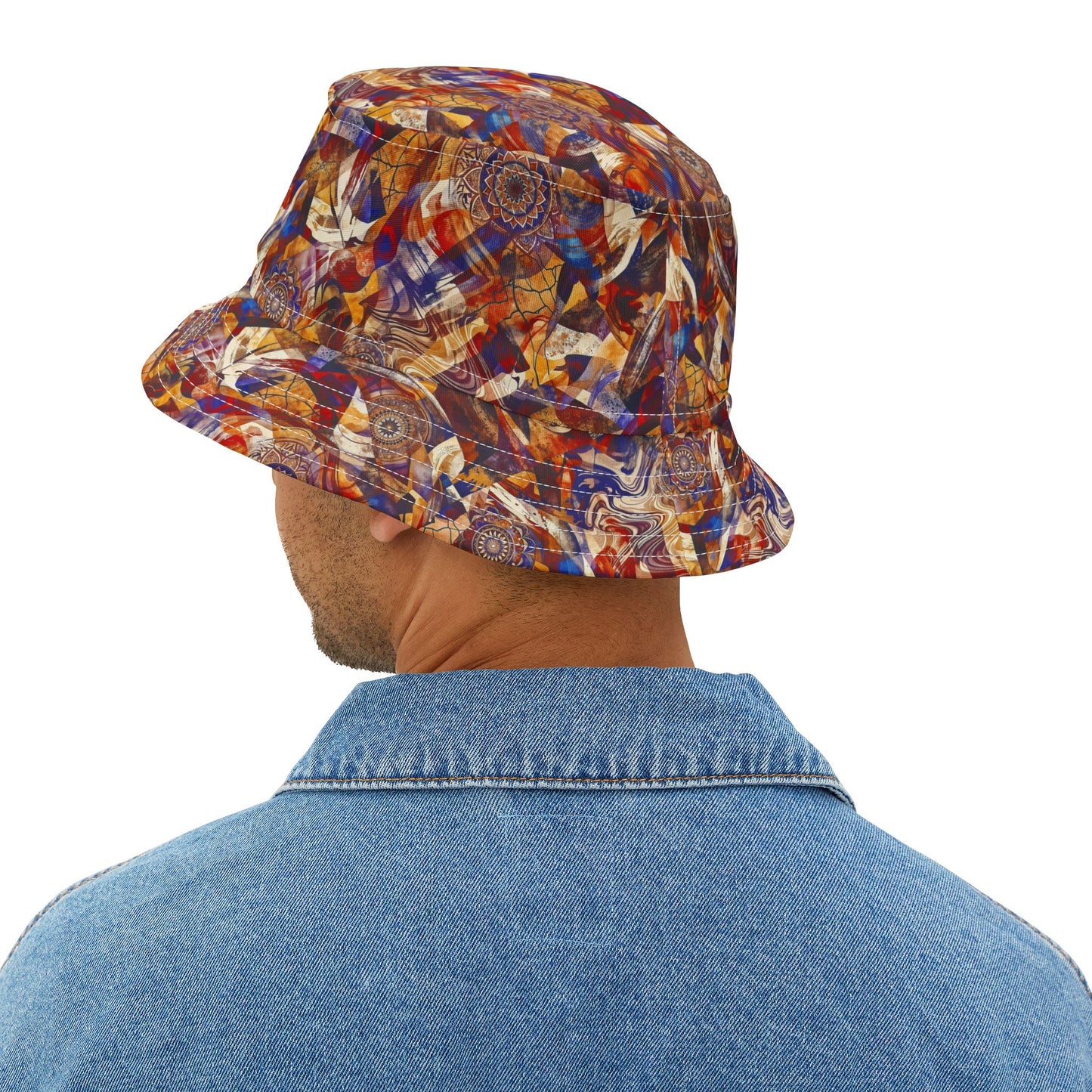 Abstract Autumn Swirl Bucket Hat — Colorful Psychedelic All-Over-Print
