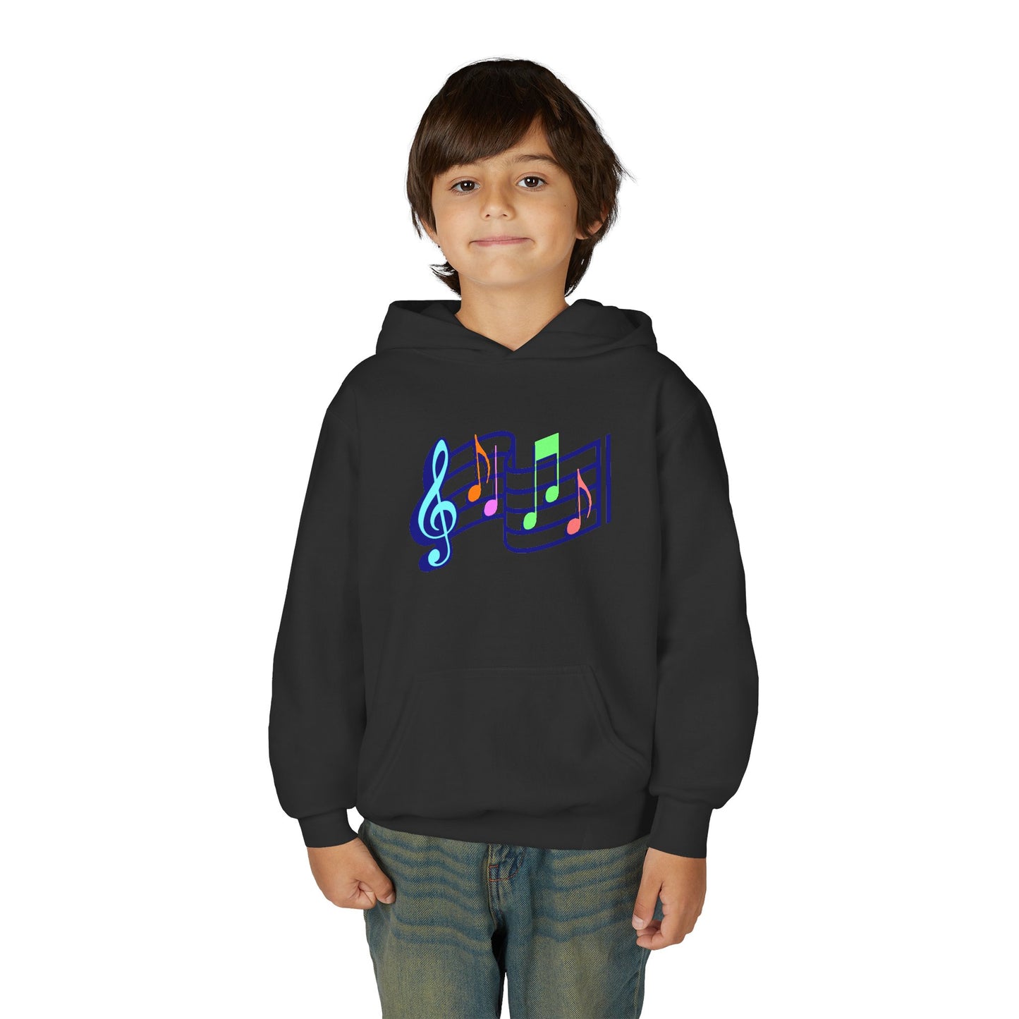 Kids Music Notes Hoodie — Colorful Treble Clef & Sheet Music Sweatshirt