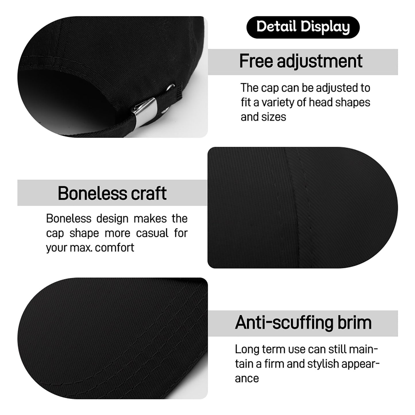 "POW" Baseball Cap for Men Women Curved Visor Sandwich