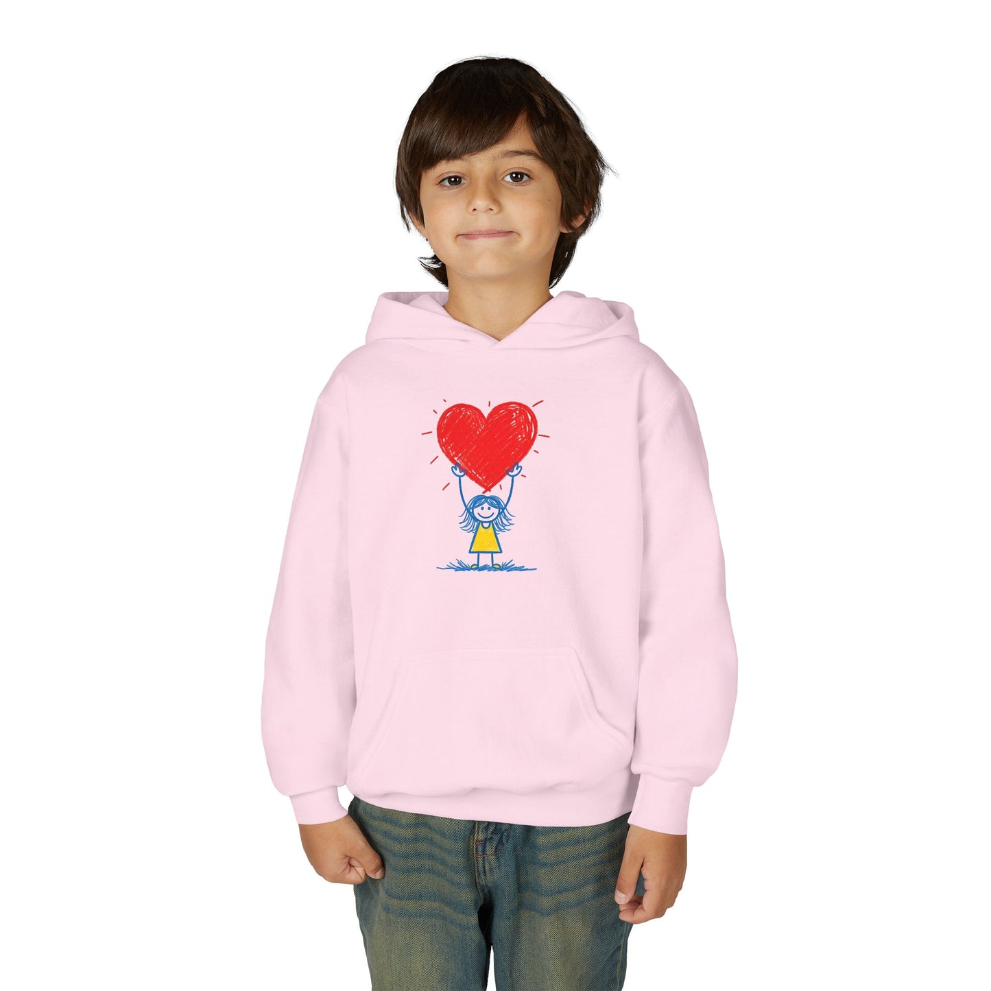 Kids Heart Balloon Hoodie — Cute Girl Holding Red Heart Design