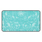 Turquoise Vintage Flourish Desk Mat — Floral Mouse Pad Surface