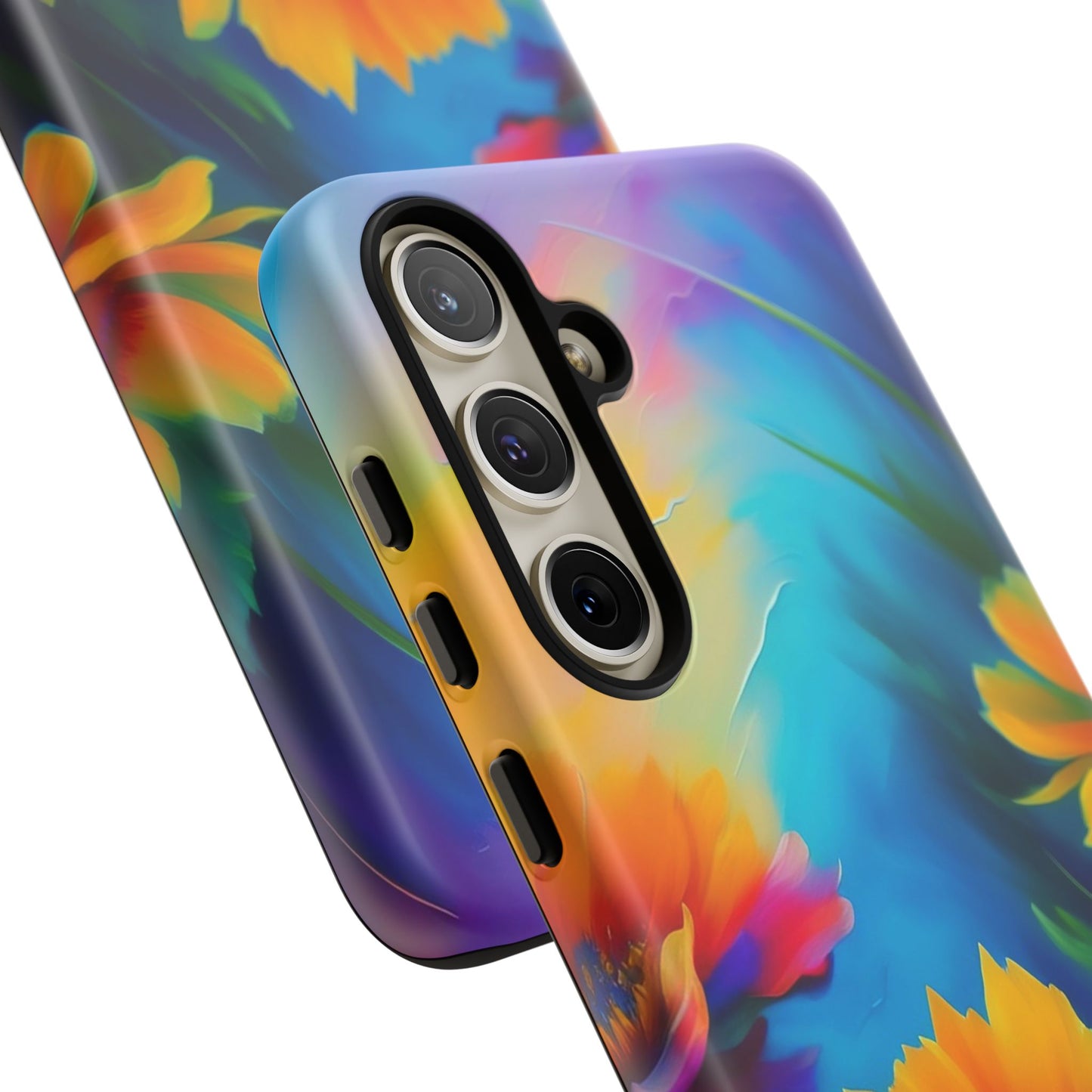 Floral Sunset Tough Phone Case — Vibrant Watercolor Flowers Protective Cover