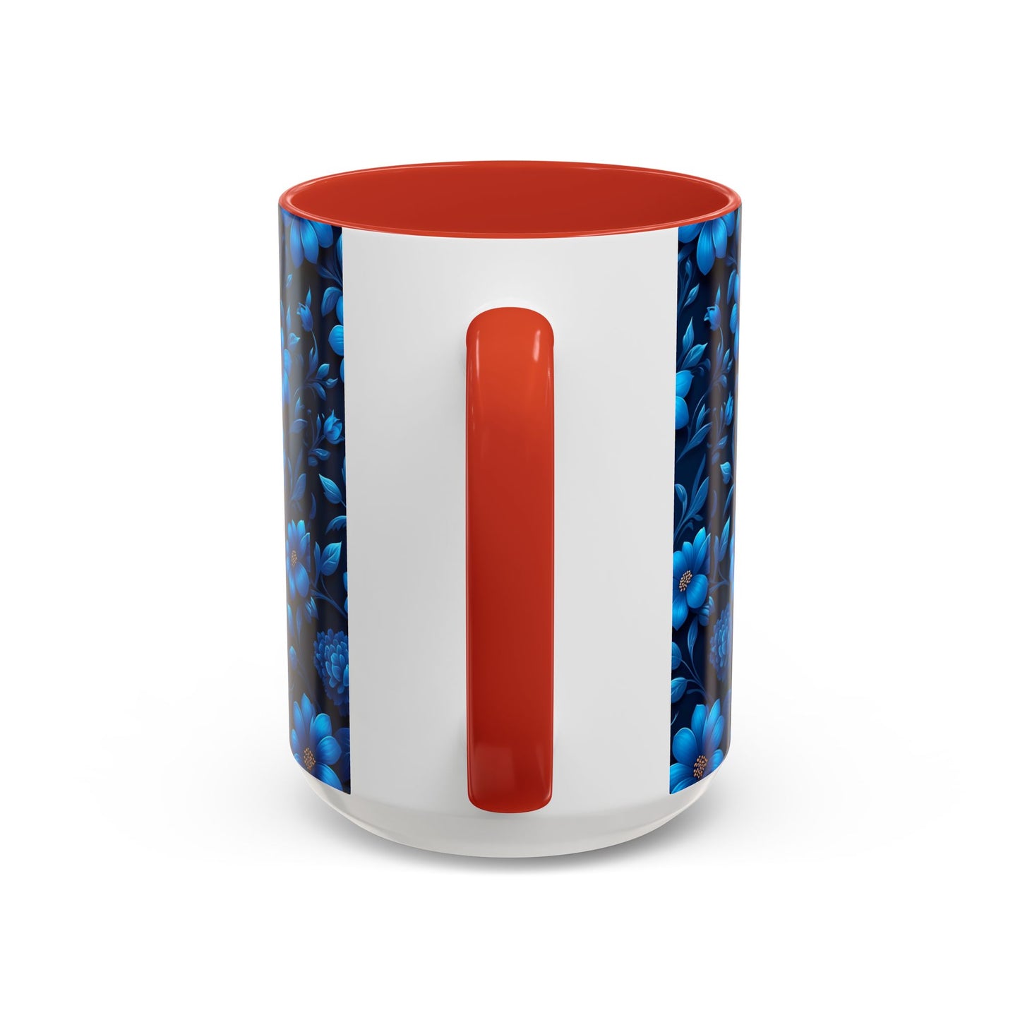 Floral Accent Coffee Mug, Blue Flower Mug, Ceramic Coffee Cup, Gift for Her, Nature-Themed Drinkware, Floral Home Decor, Unique Mug