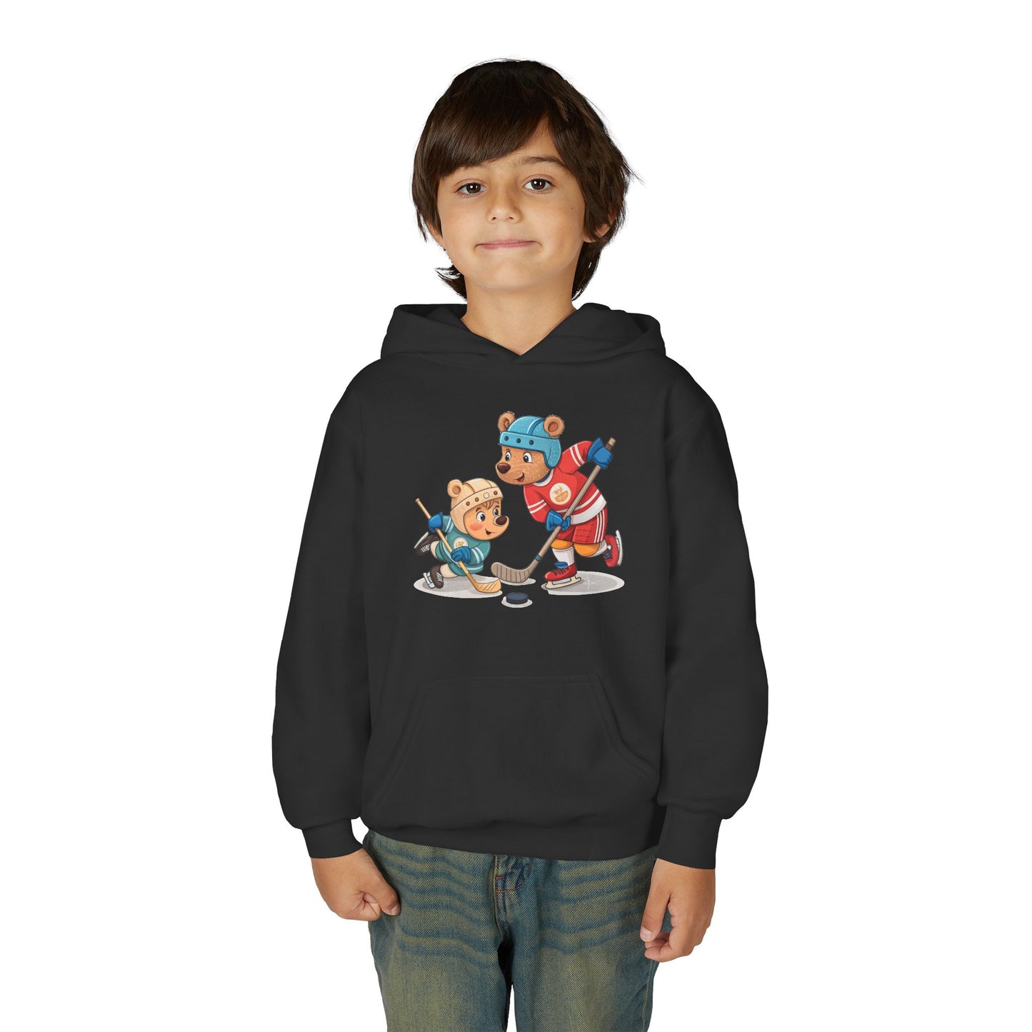 Youth Hockey Hoodie - Cute Kids Ice Hockey Players Pullover (Add Name)