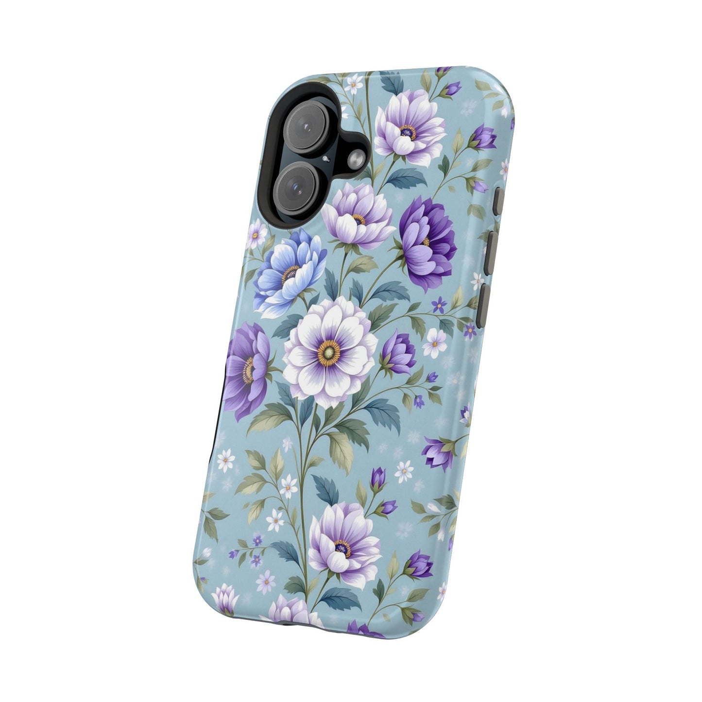 Floral Purple Peony Phone Case — Magnetic Impact‑Resistant Protective Cover