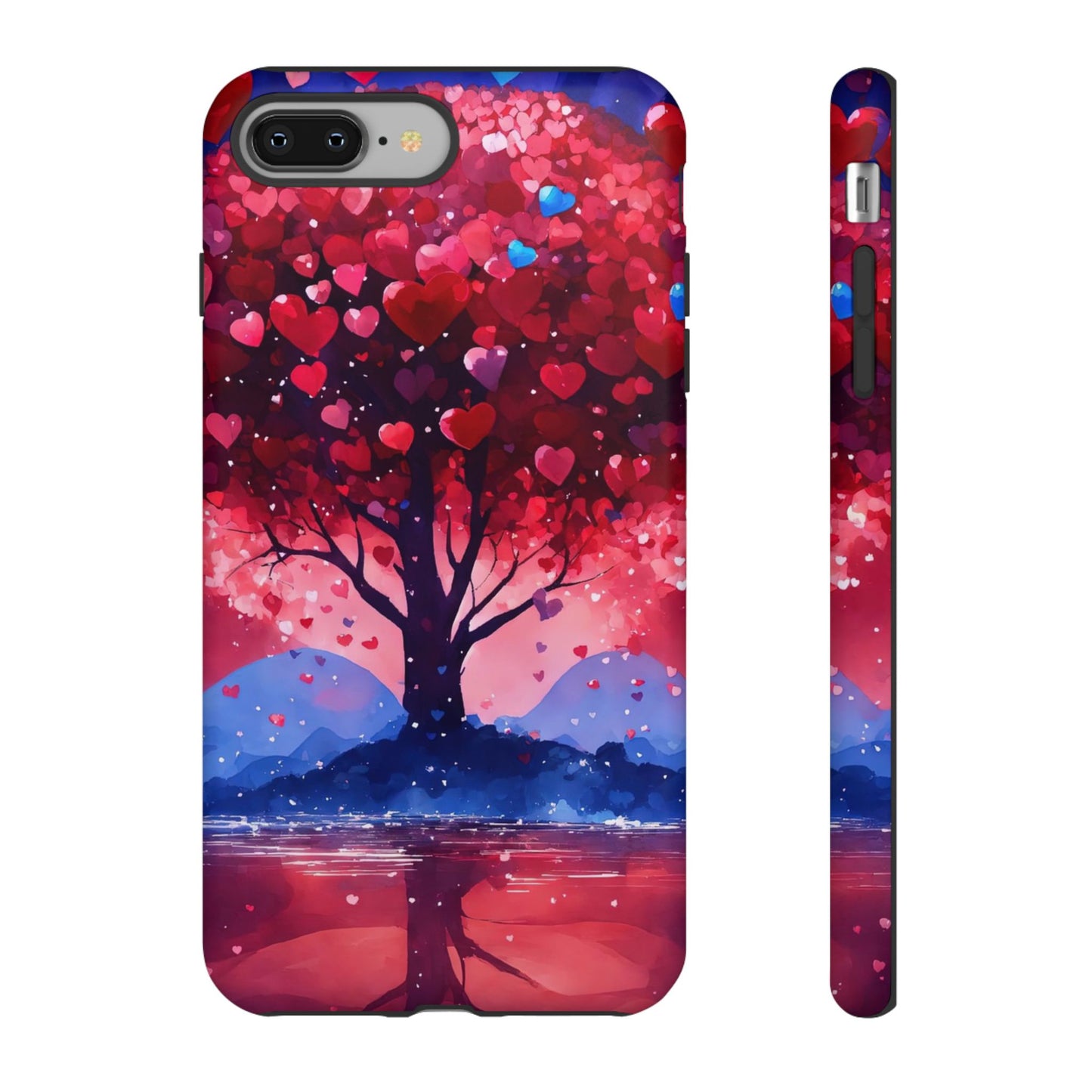 Heart Tree Phone Case — Romantic Red & Blue Protective Tough Case