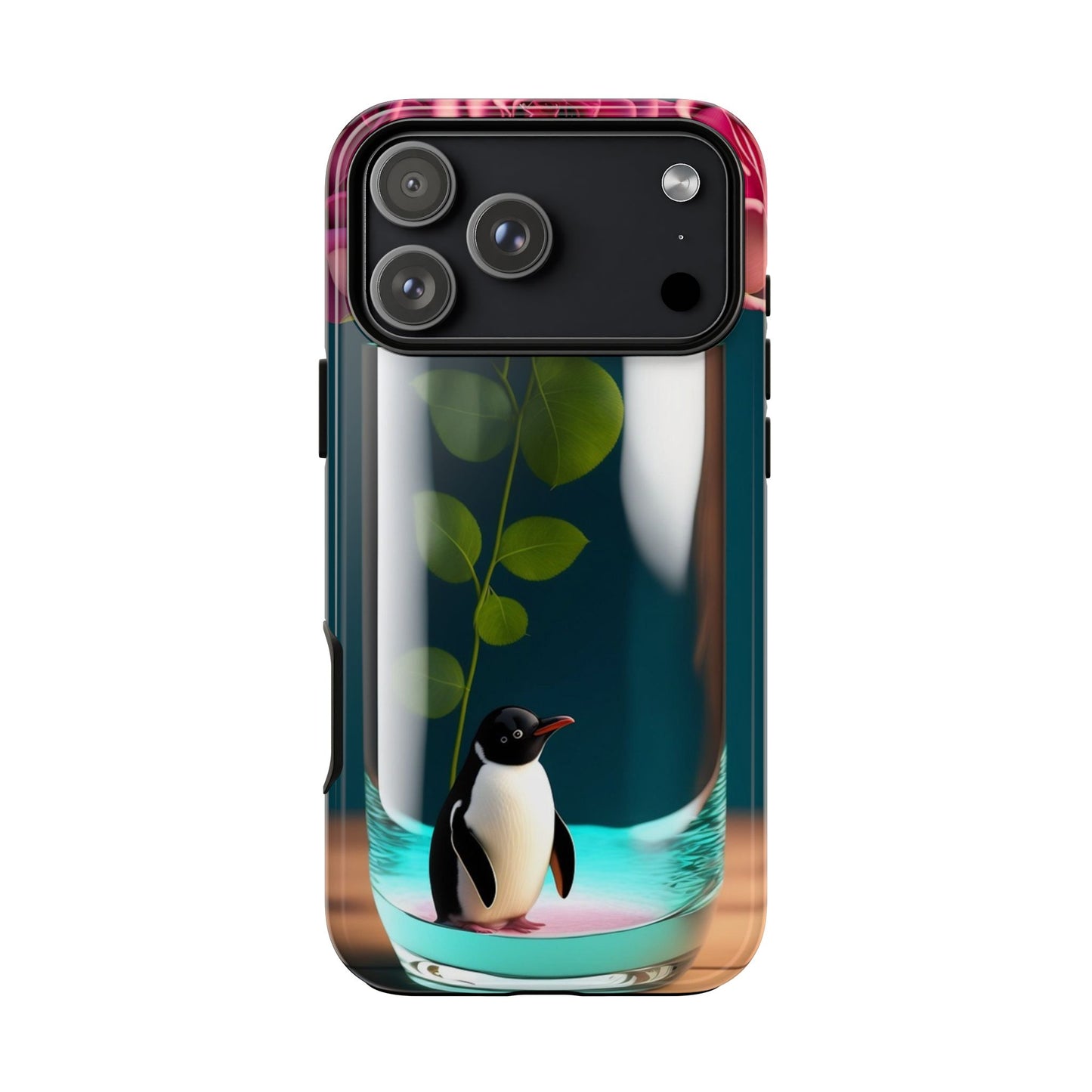 Penguin in a Glass Floral Tough Phone Case — Cute Protective Phone Cover
