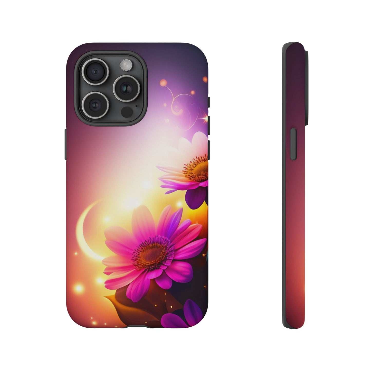 Floral Moonlight Phone Case – Purple Daisy Protective Cover