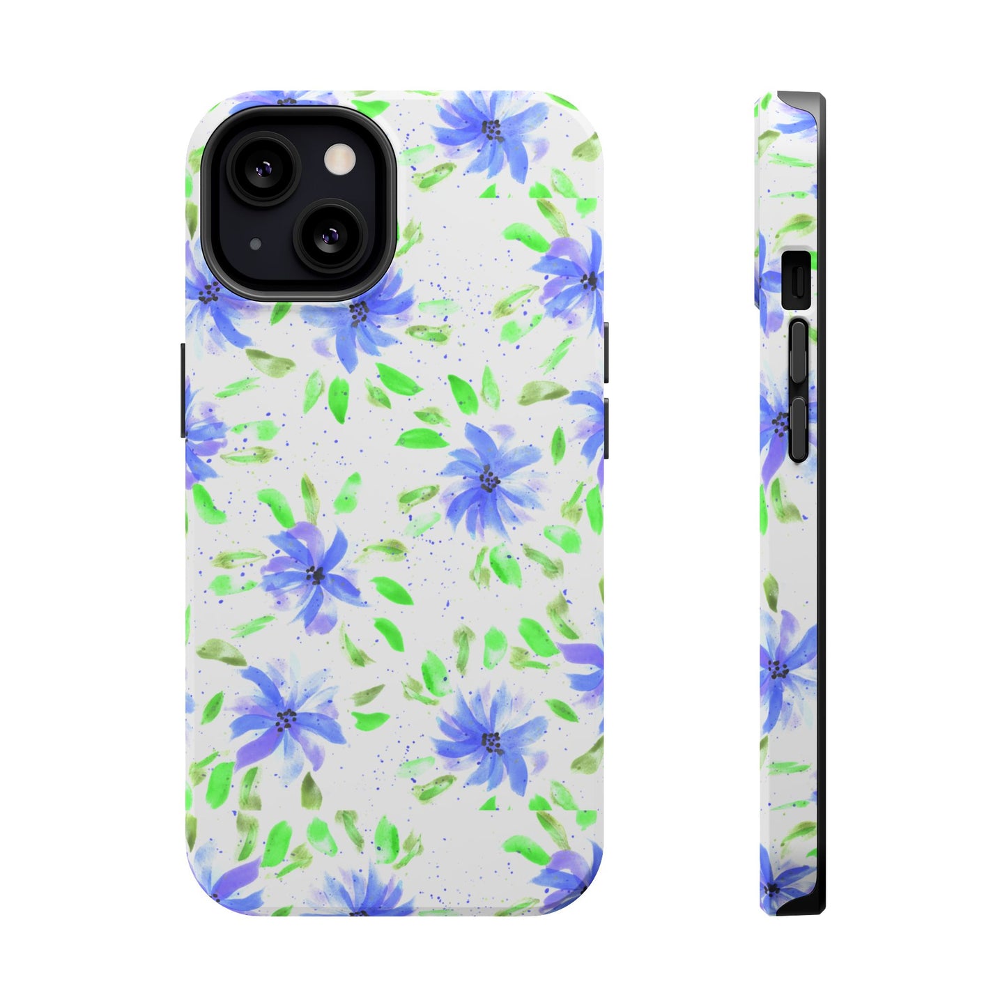 Floral Blue Watercolor Phone Case — Magnetic Impact-Resistant
