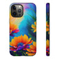 Floral Burst Tough Phone Case — Vibrant Watercolor Flowers Protective Cover