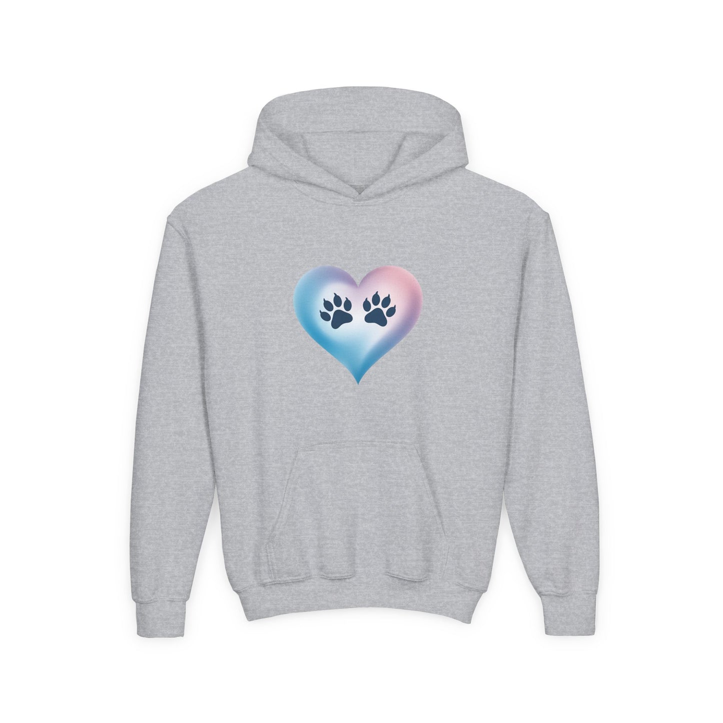 Kids Heart Paw Hoodie — Pastel Gradient Pet Lover Sweatshirt