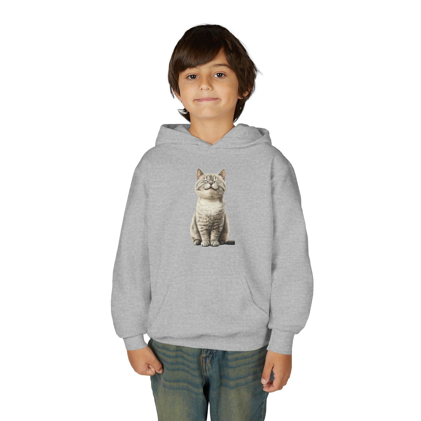 Kids Cat Hoodie – Cute Sitting Kitten Youth Hooded Sweatshirt