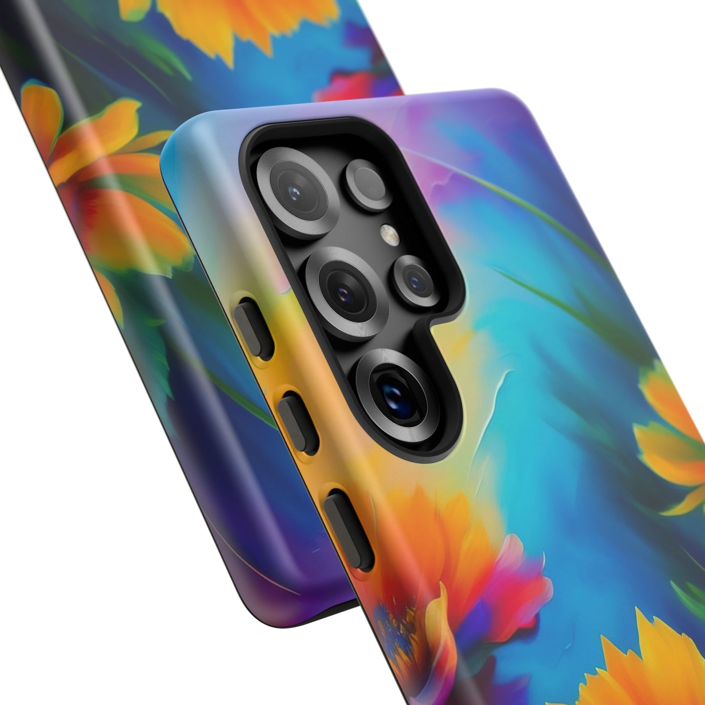 Floral Sunset Tough Phone Case — Vibrant Watercolor Flowers Protective Cover