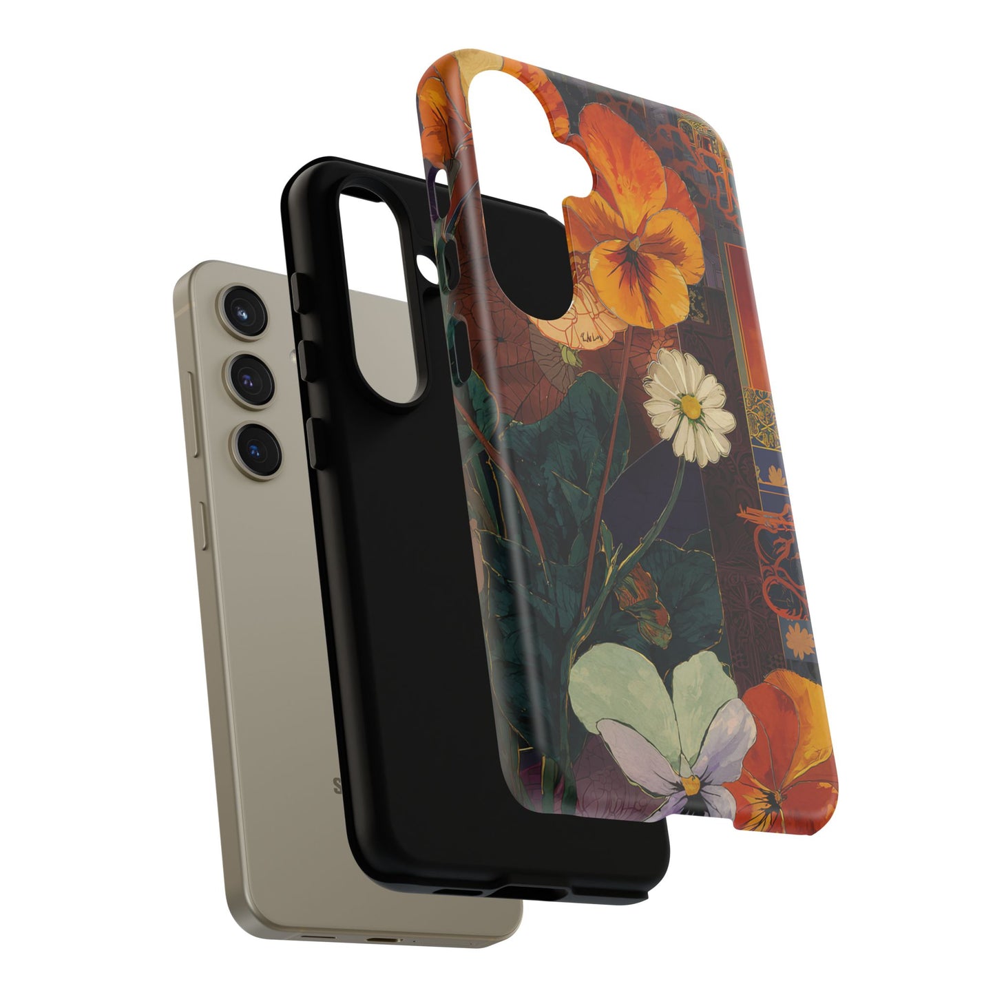 Floral Pansy Tough Phone Case — Vintage Botanical Protection