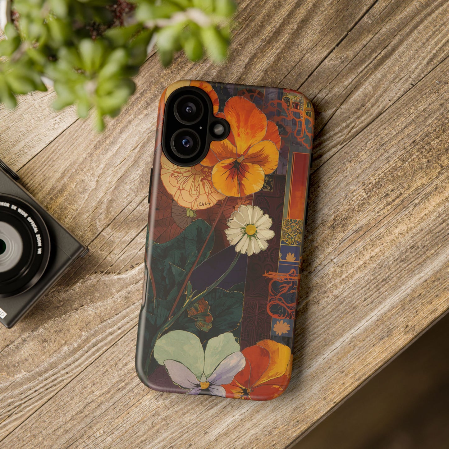 Floral Pansy Tough Phone Case — Vintage Botanical Protection