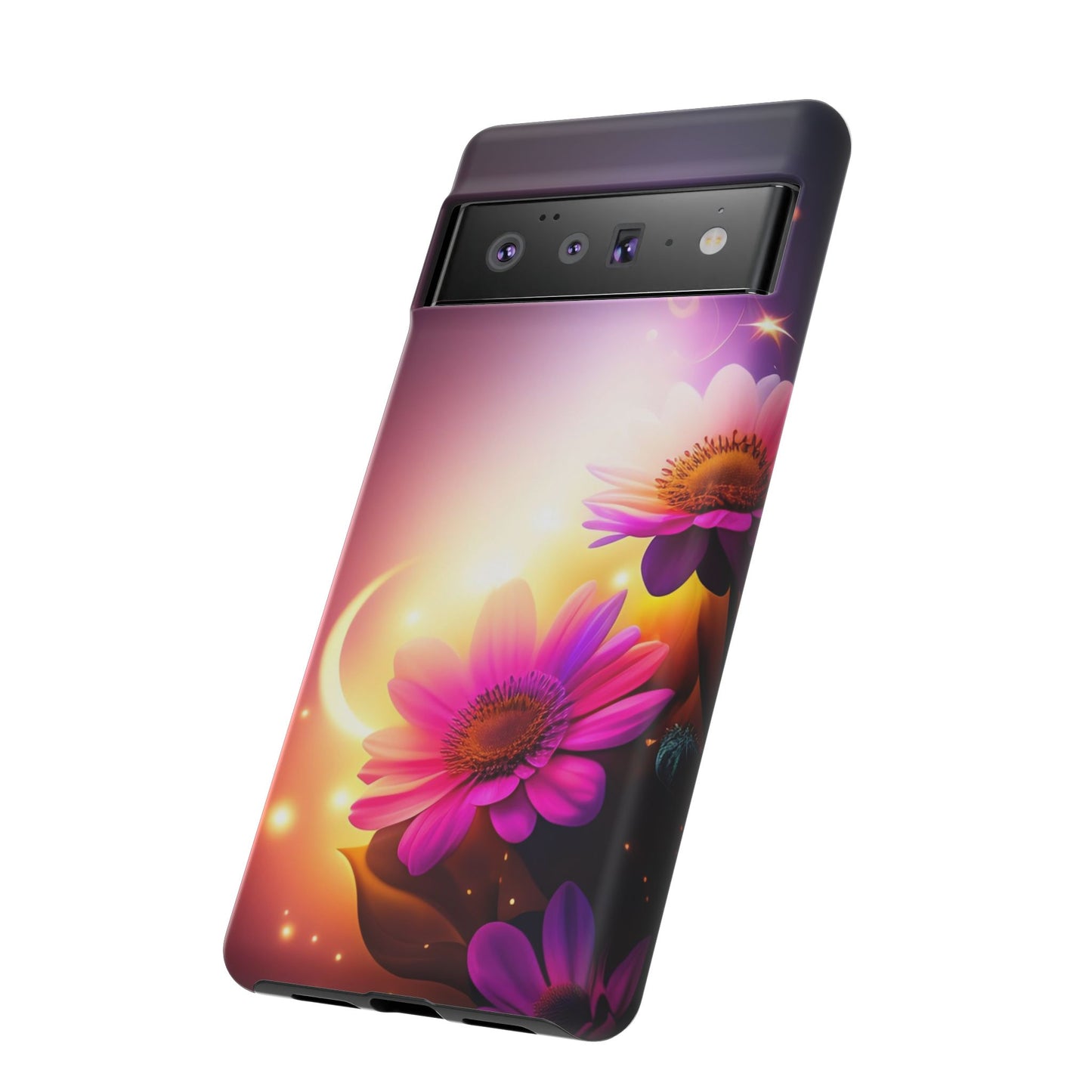 Floral Moonlight Phone Case – Purple Daisy Protective Cover