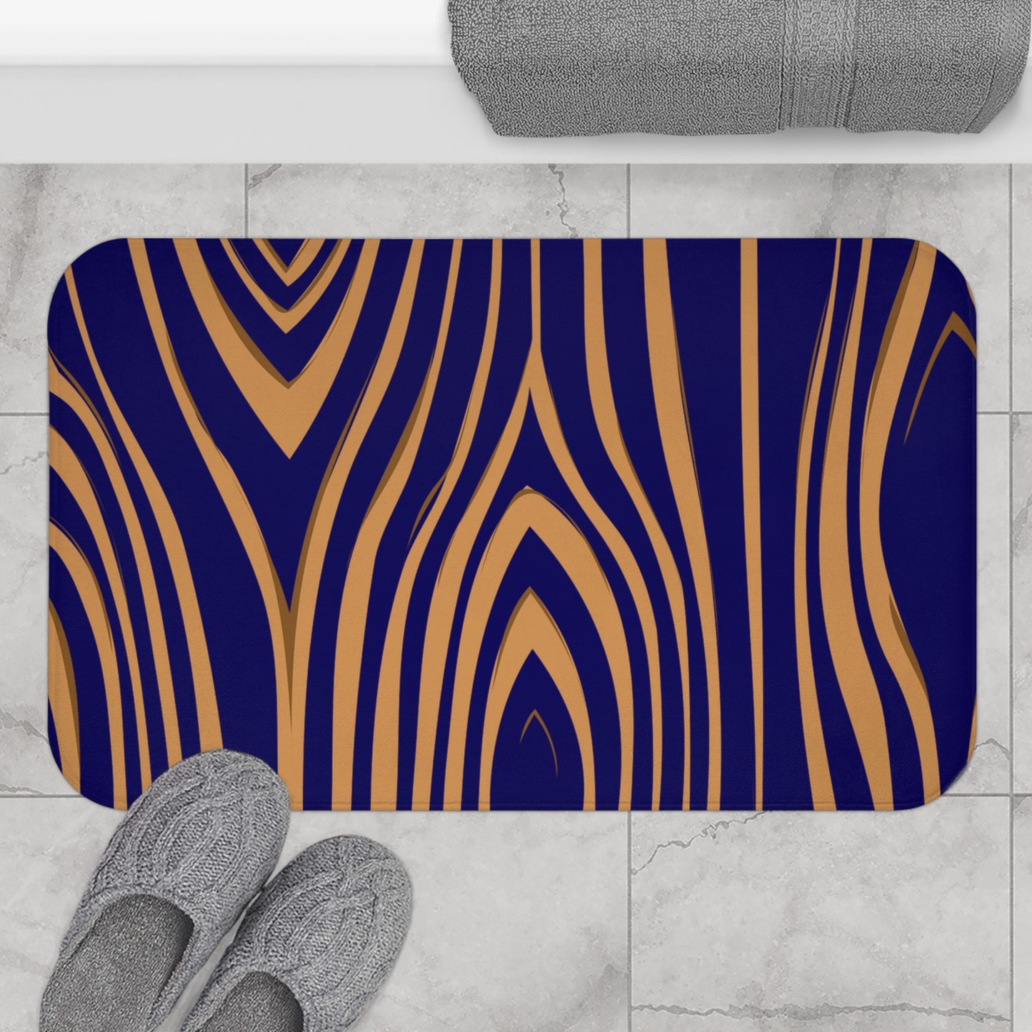 Abstract Wood Grain Bath Mat, Modern Bathroom Decor, Non-Slip Bath Rug, Boho Style Home Accessory, Gift for Homeowners