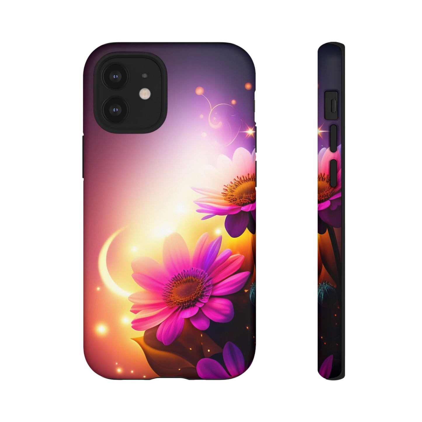 Floral Moonlight Phone Case – Purple Daisy Protective Cover