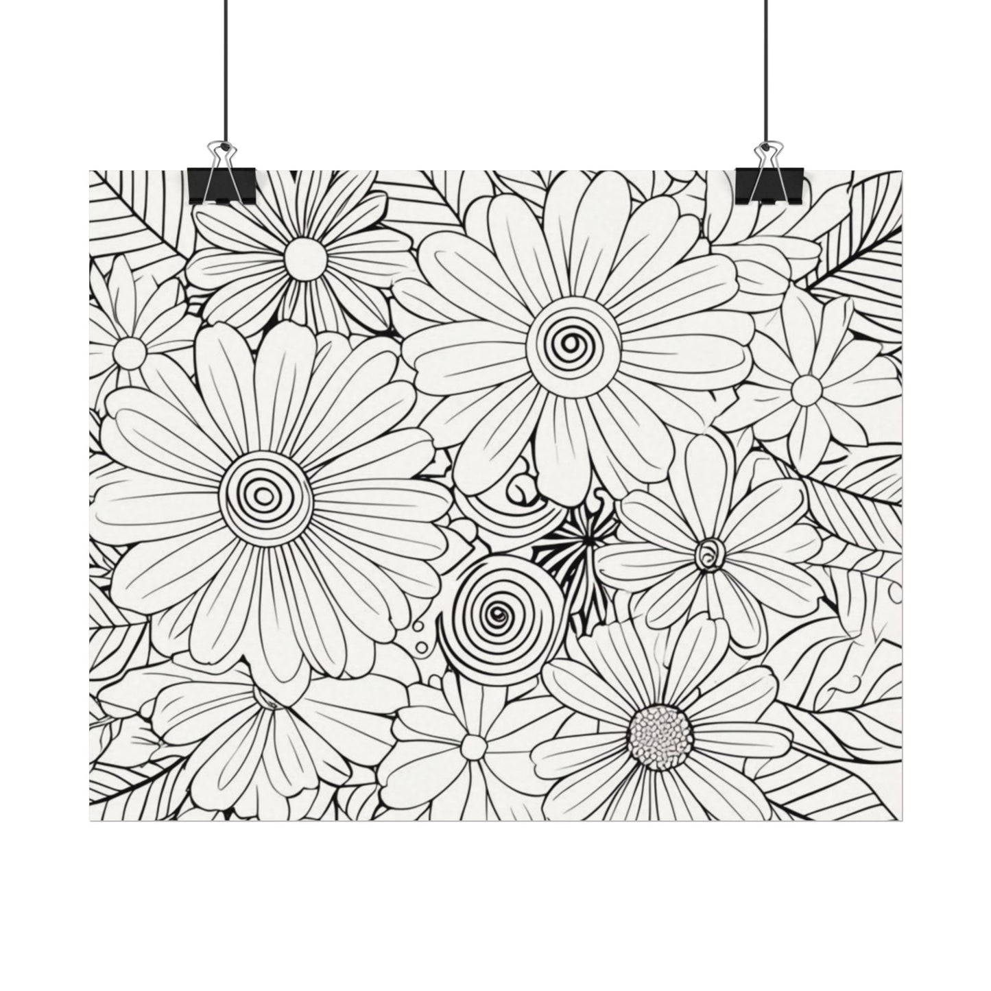 COLOR IT YOURSELF Floral Line Art Poster — Textured Matte Print