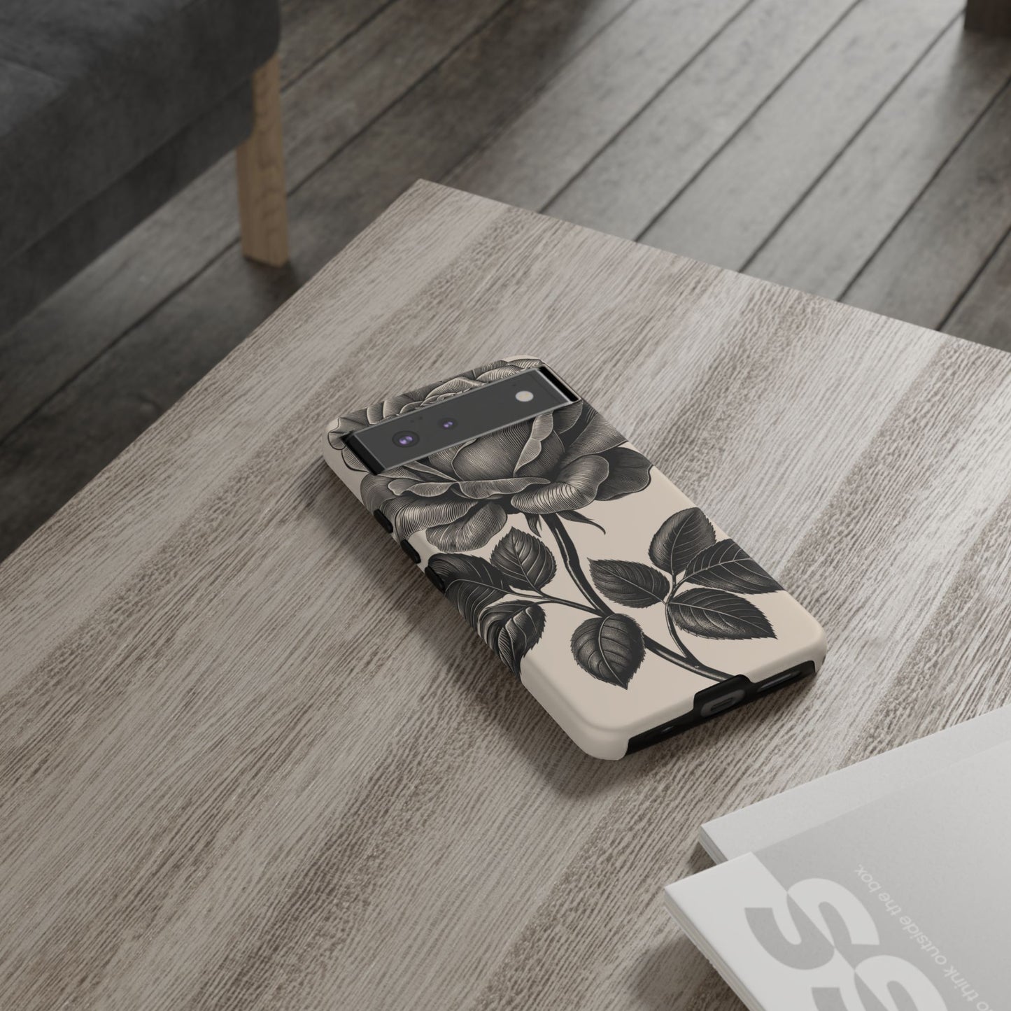 Black Rose Phone Case, Tough Cases with Floral Design, Elegant Tech Accessory, Gift for Flower Lovers, Stylish Protection