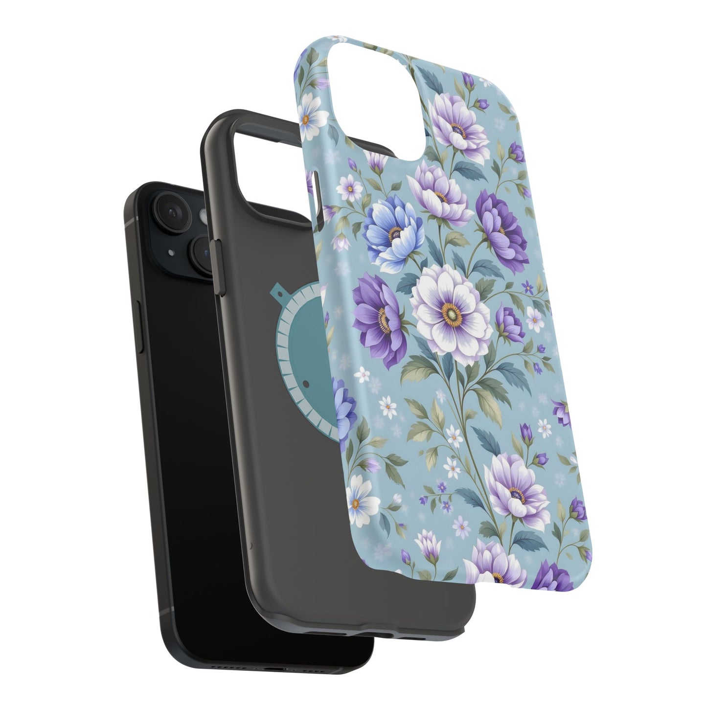 Floral Purple Peony Phone Case — Magnetic Impact‑Resistant Protective Cover