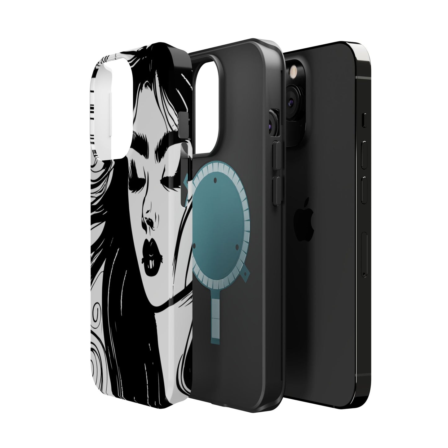 Artistic Black & White Portrait Phone Case — Magnetic Impact-Resistant