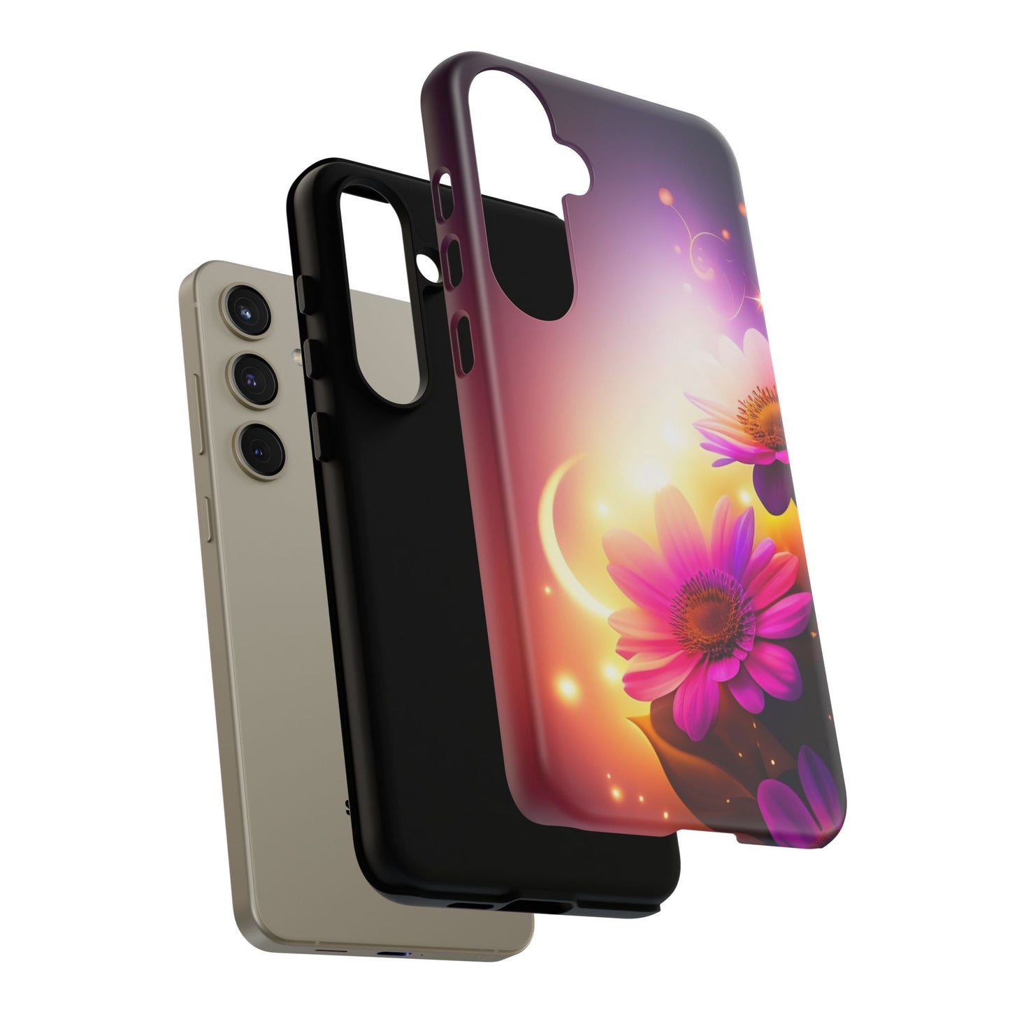 Floral Moonlight Phone Case – Purple Daisy Protective Cover