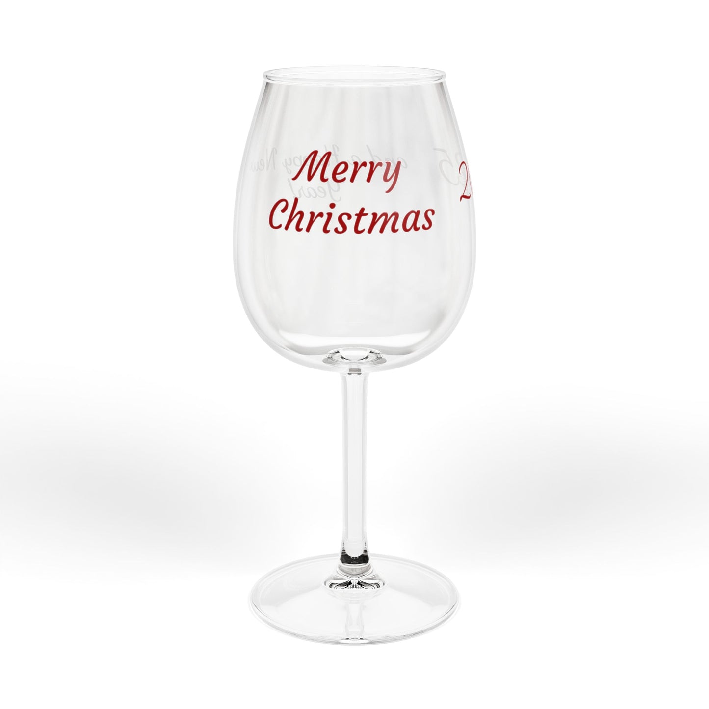 12oz Wine Glass — Merry Christmas Holiday Stemmed Wine Goblet