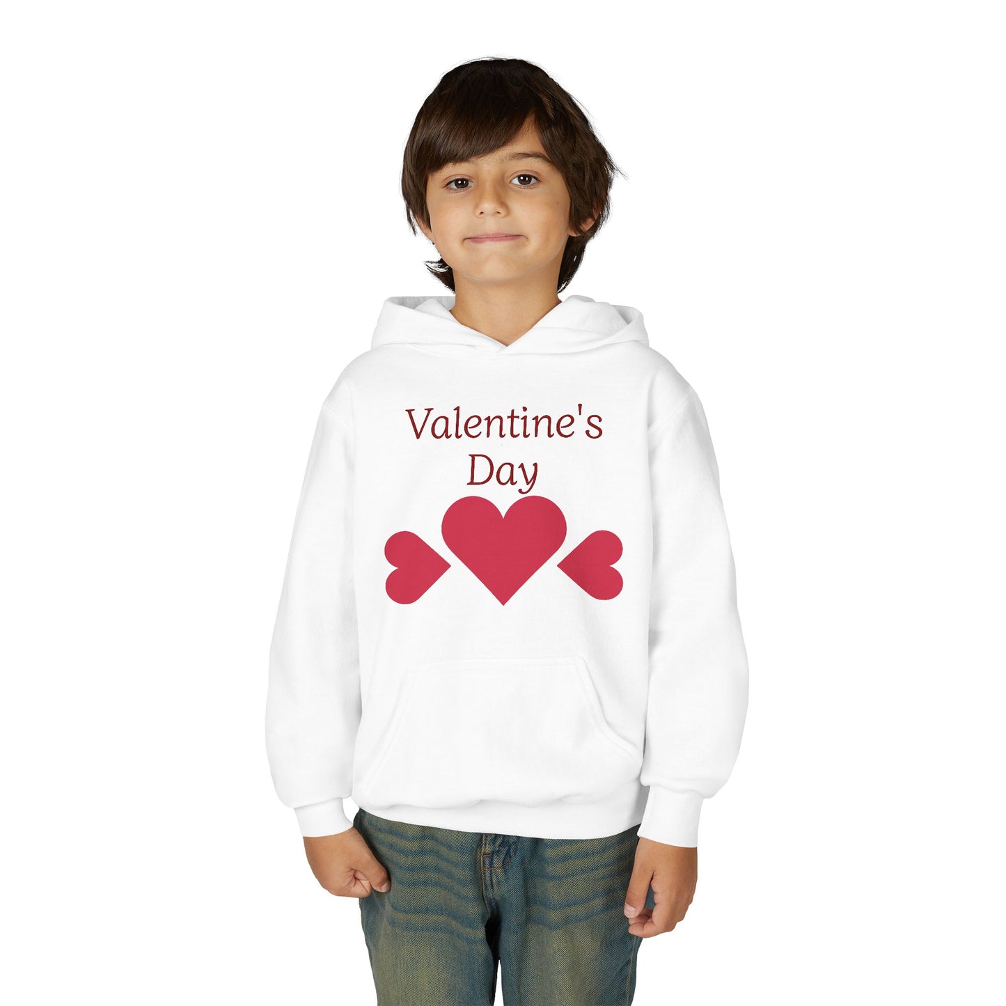 Valentine's Day Kids Hoodie - Pink Heart Trio Youth Sweatshirt