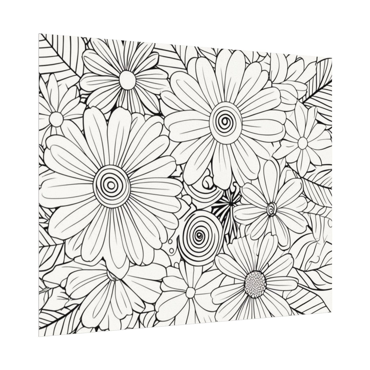 COLOR IT YOURSELF Floral Line Art Poster — Textured Matte Print