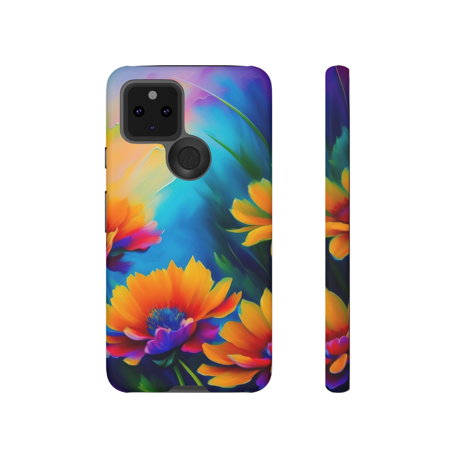 Floral Sunset Tough Phone Case — Vibrant Watercolor Flowers Protective Cover