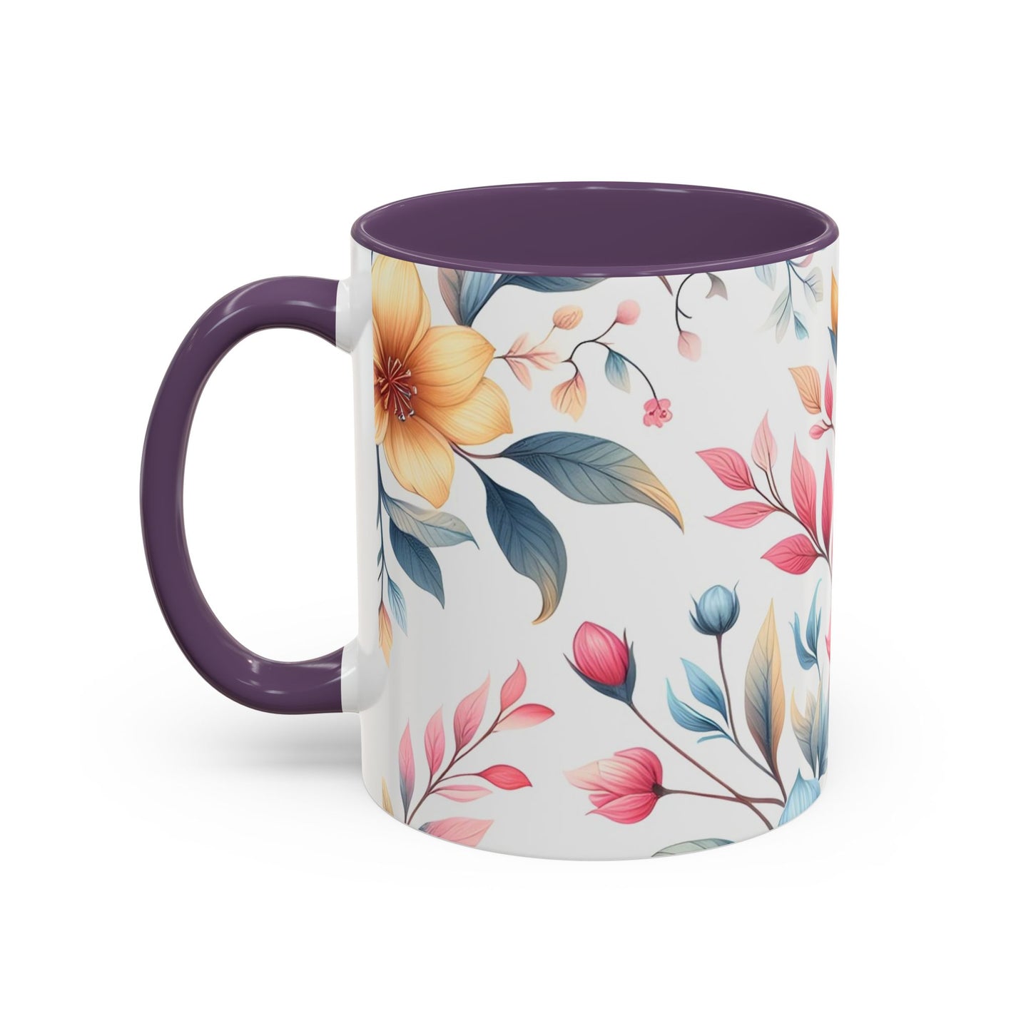 Floral Accent Coffee Mug - Perfect Gift for Tea Lovers, Home Decor, Kitchen Accessories, Mother's Day, Coffee Enthusiasts