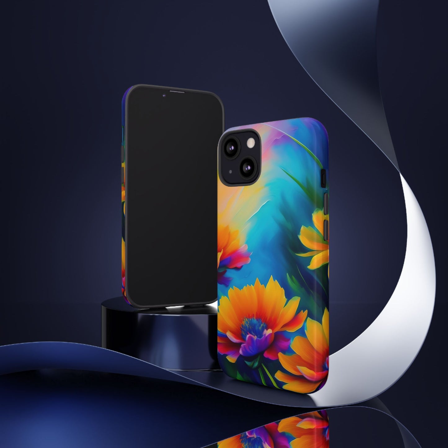 Floral Burst Tough Phone Case — Vibrant Watercolor Flowers Protective Cover