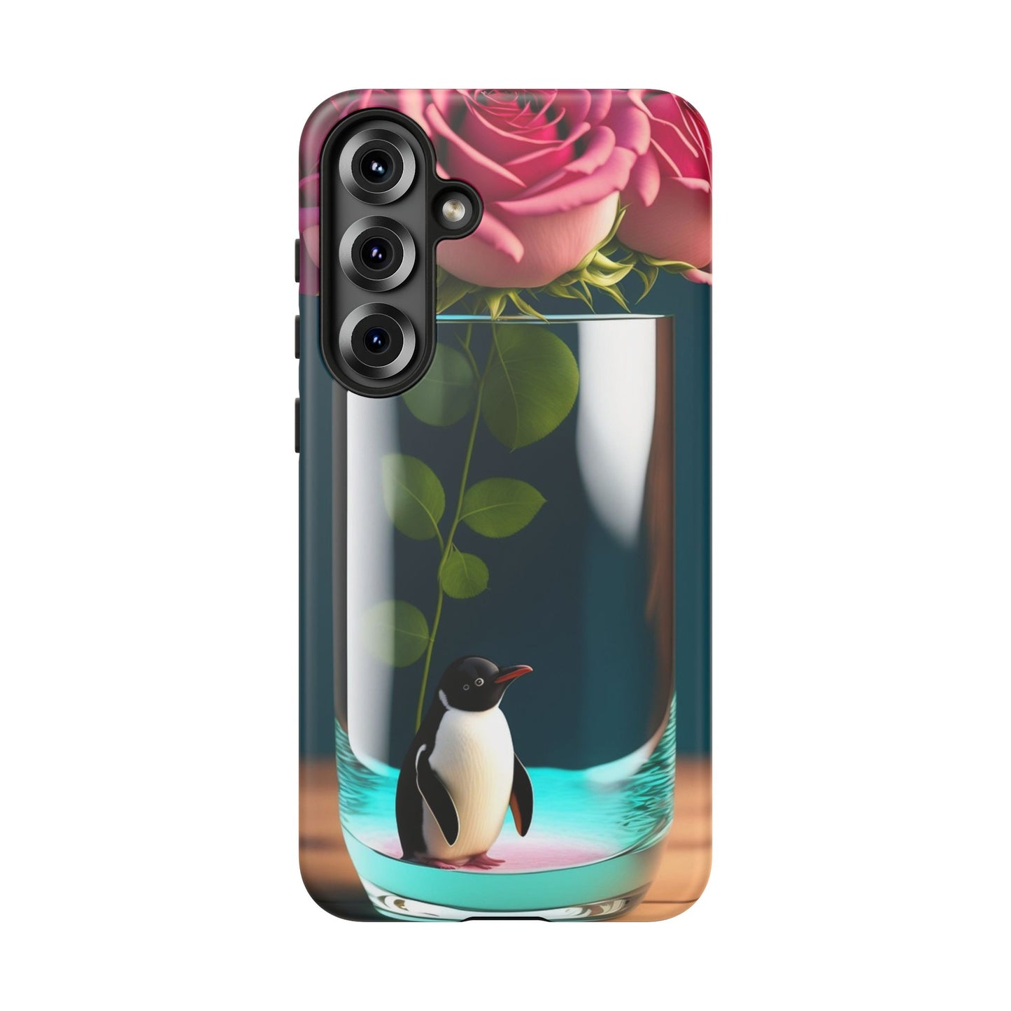 Penguin in a Glass Floral Tough Phone Case — Cute Protective Phone Cover