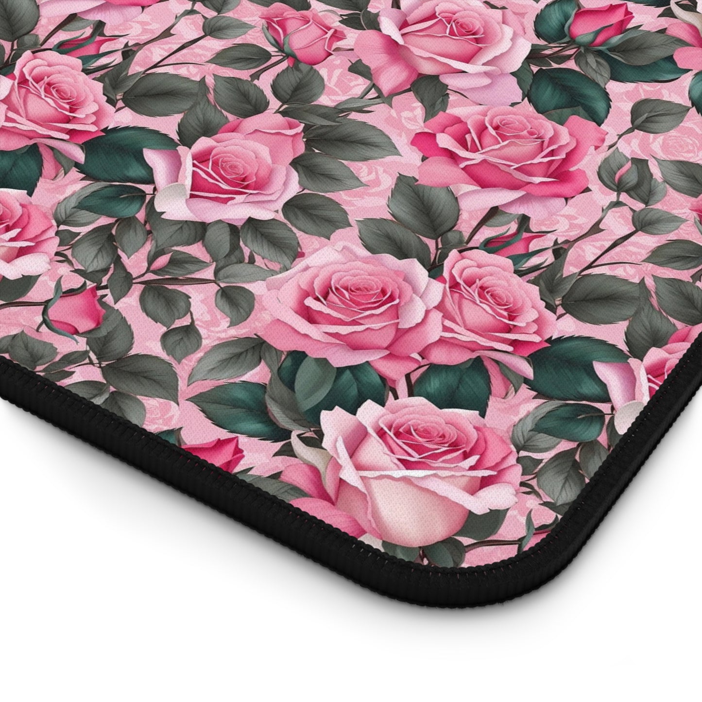 Floral Desk Mat, Elegant Workspace Decor, Gift for Her, Home Office Accessory, Mother's Day Gift, Pink Rose Design