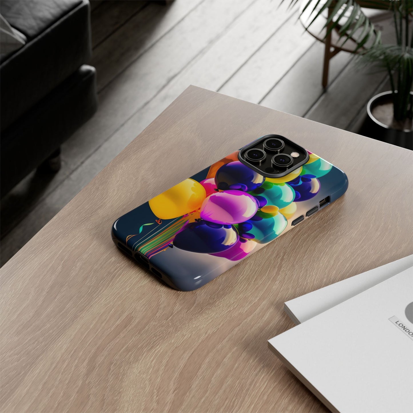 Colorful Balloon Tough Phone Case — Vibrant Party Balloons Protective Cover