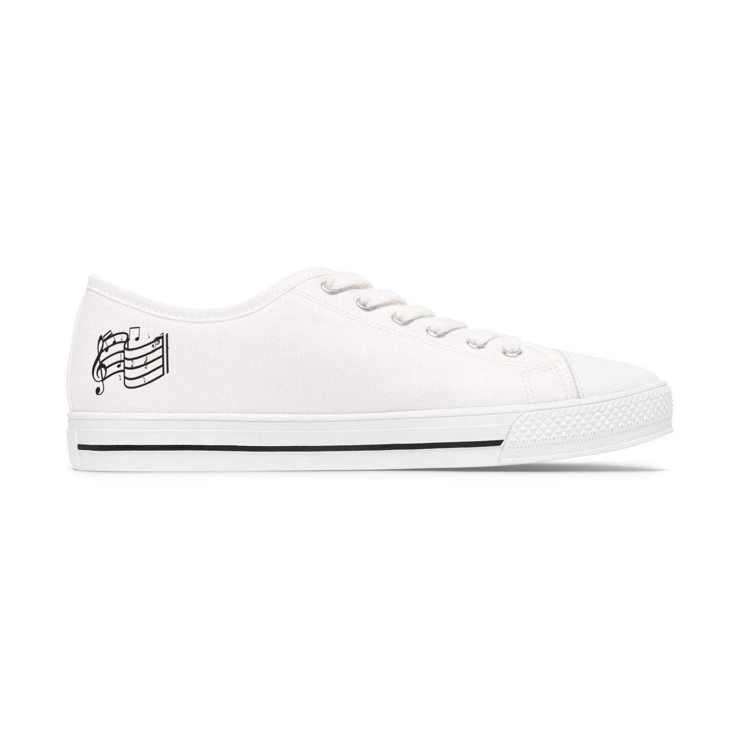 White Low Top Sneakers — Classic Women's Canvas Casual Shoes