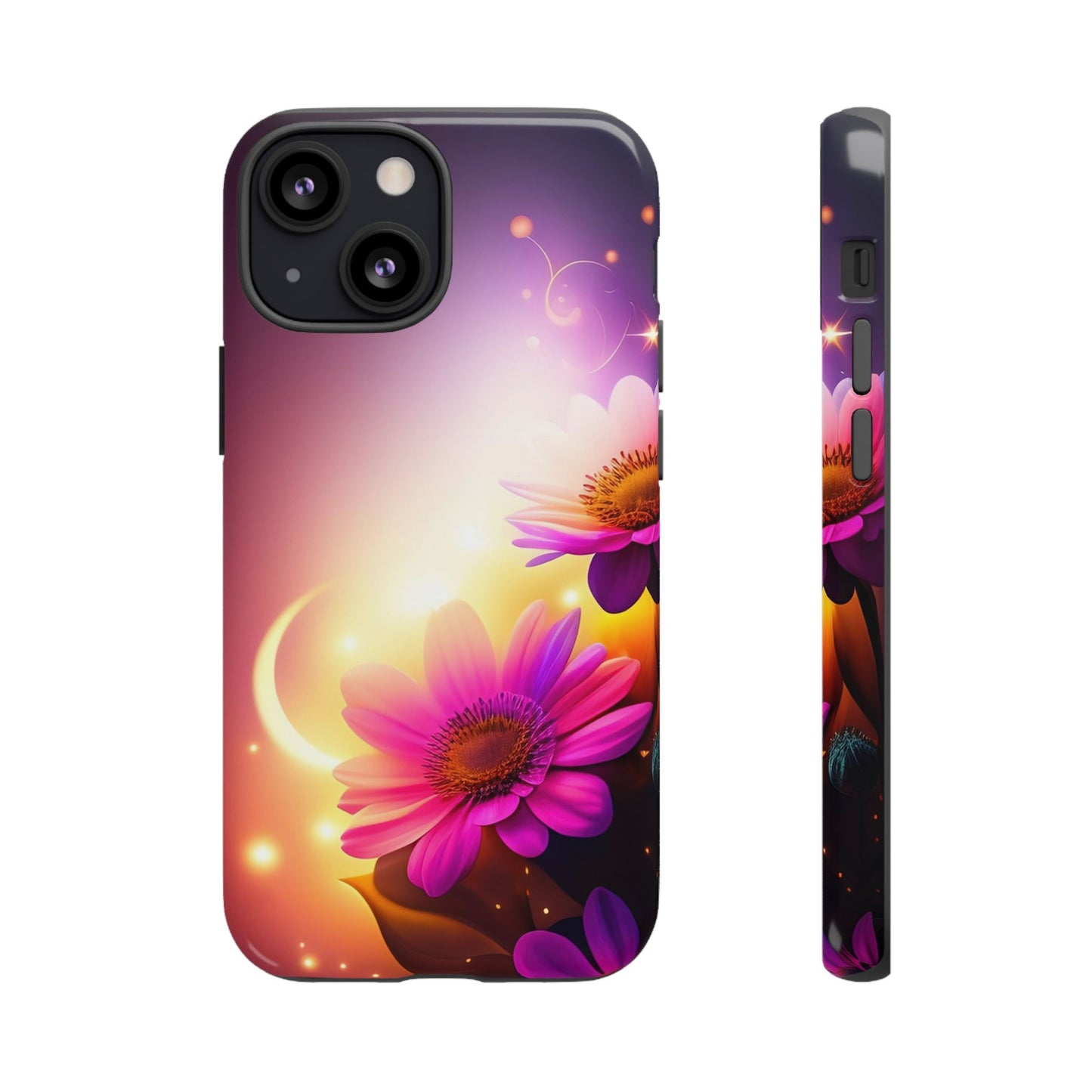 Floral Moonlight Phone Case – Purple Daisy Protective Cover