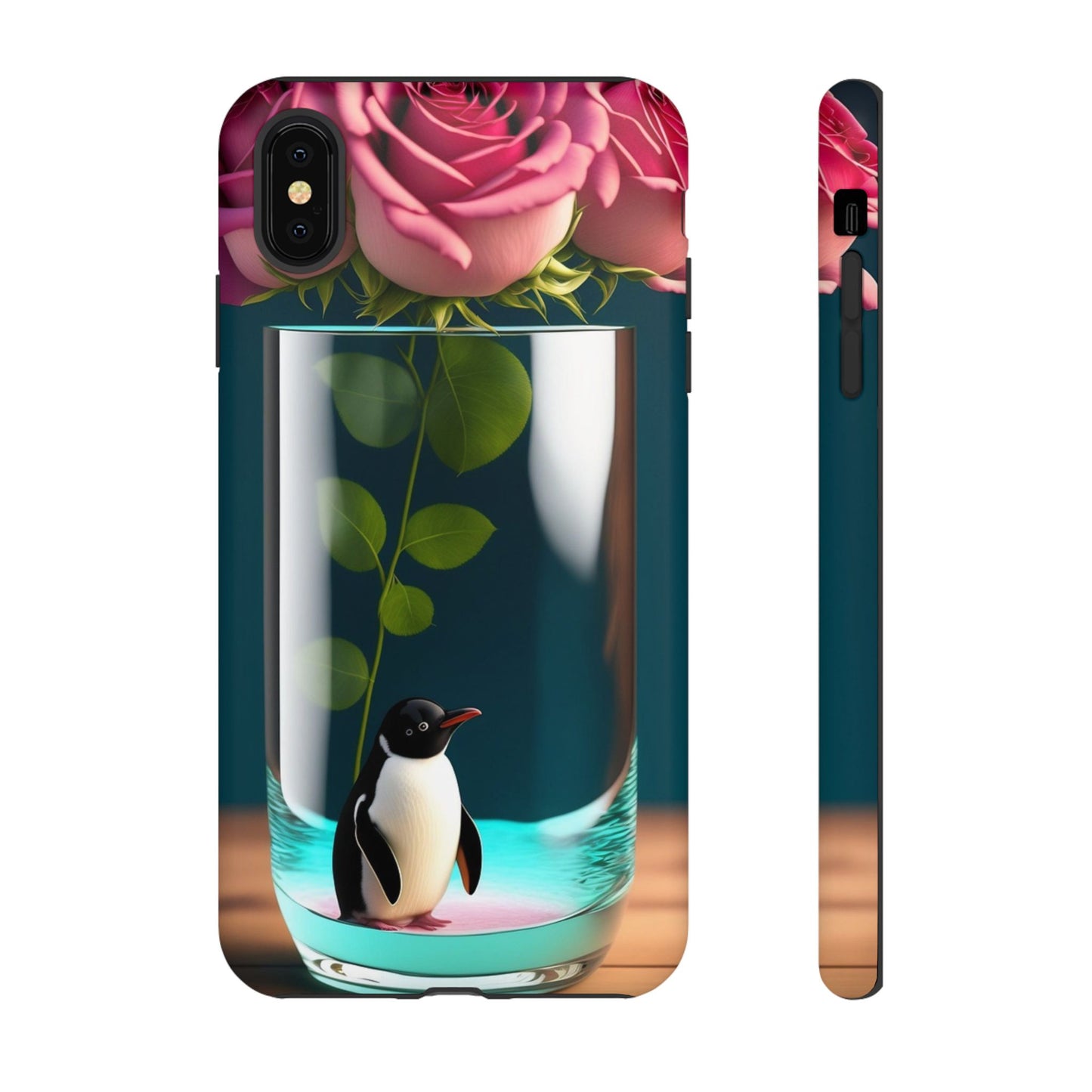 Penguin in a Glass Floral Tough Phone Case — Cute Protective Phone Cover