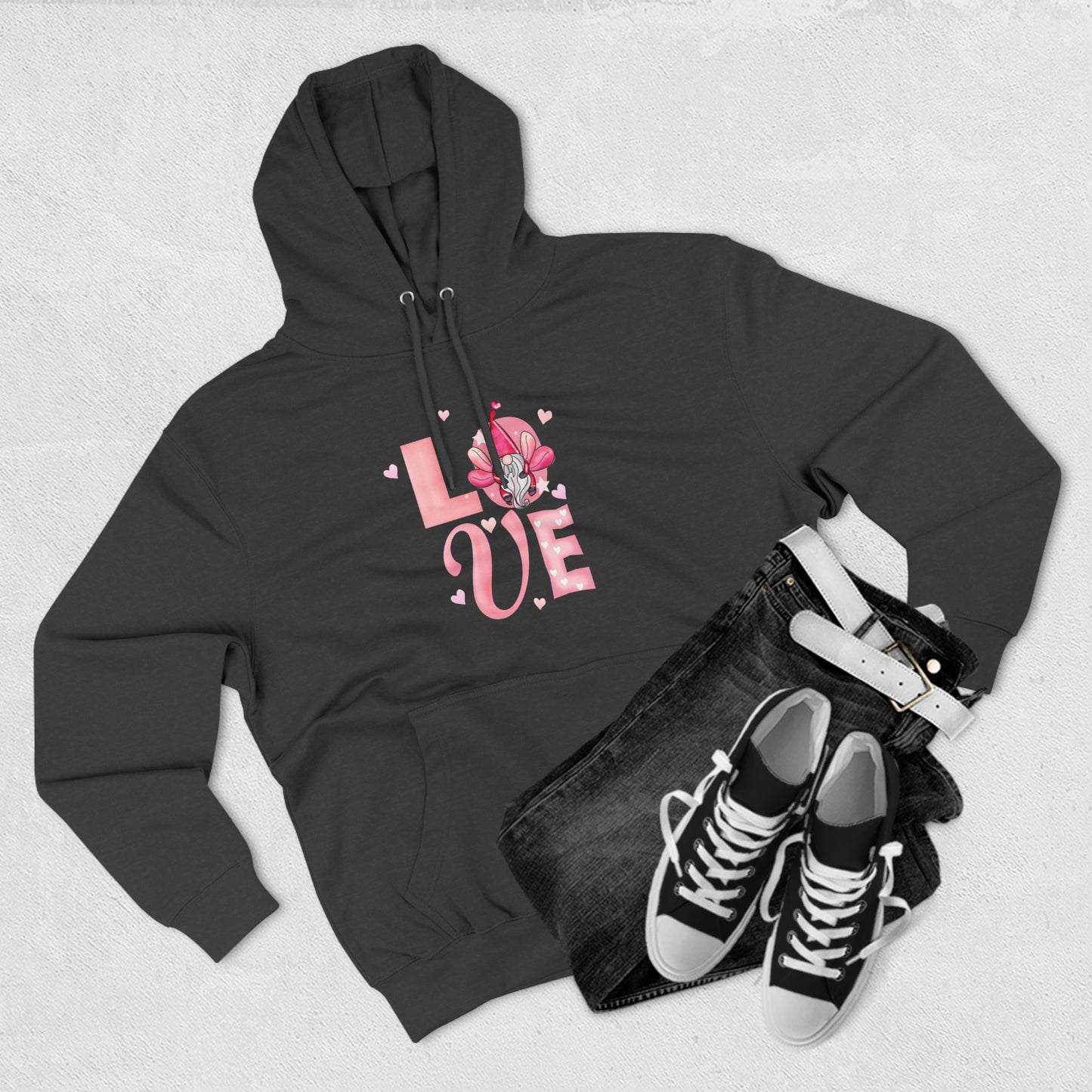 Love Blossom Hoodie — Pink Floral "LOVE" Graphic Fleece Hoodie