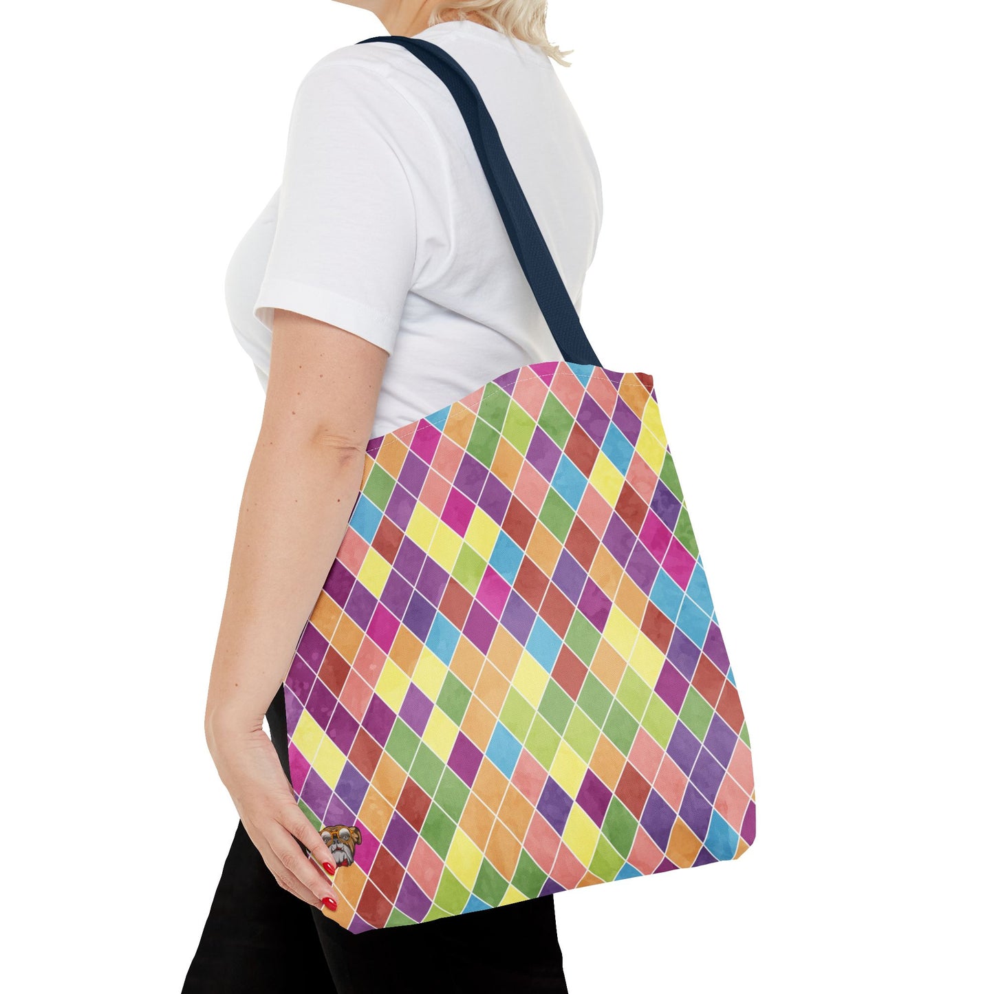 Colorful Geometric Tote Bag, Funky Shoulder Bag, Eco-Friendly Shopping Tote, Stylish Beach Bag, Art-Inspired Everyday Bag