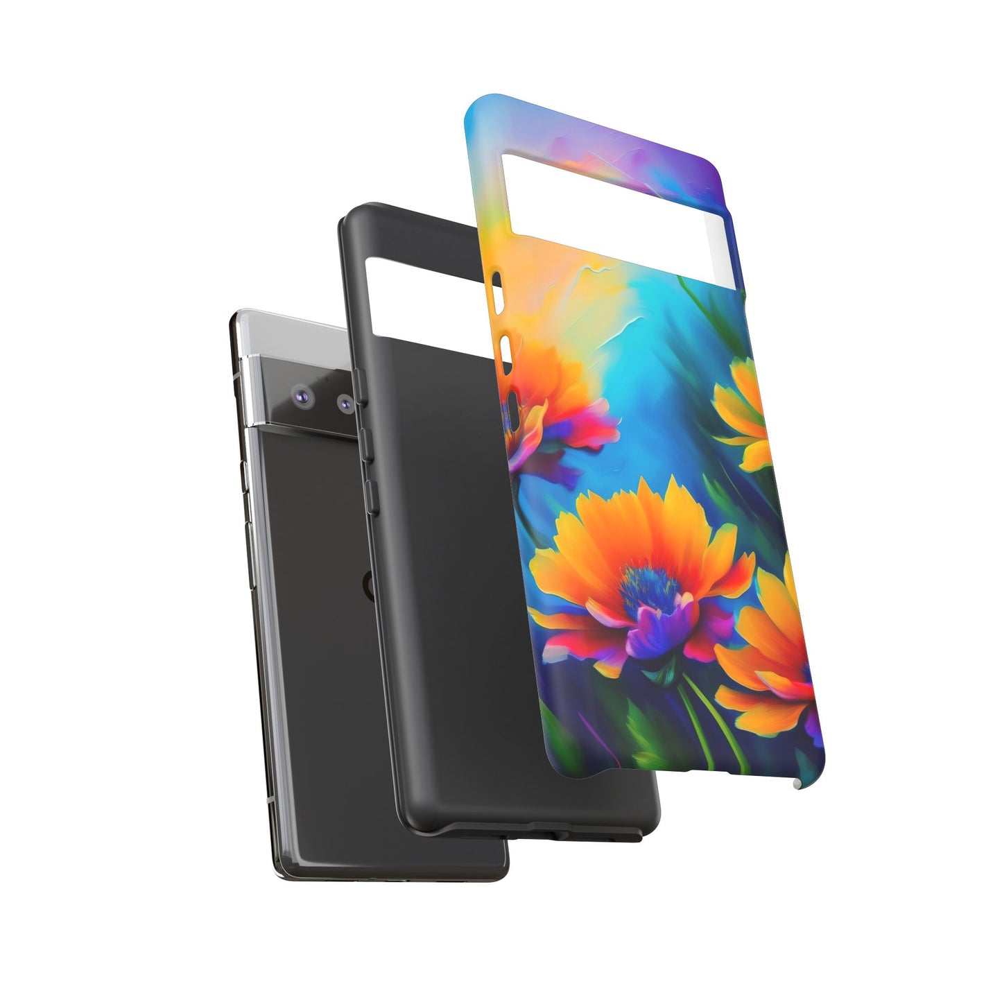 Floral Sunset Tough Phone Case — Vibrant Watercolor Flowers Protective Cover