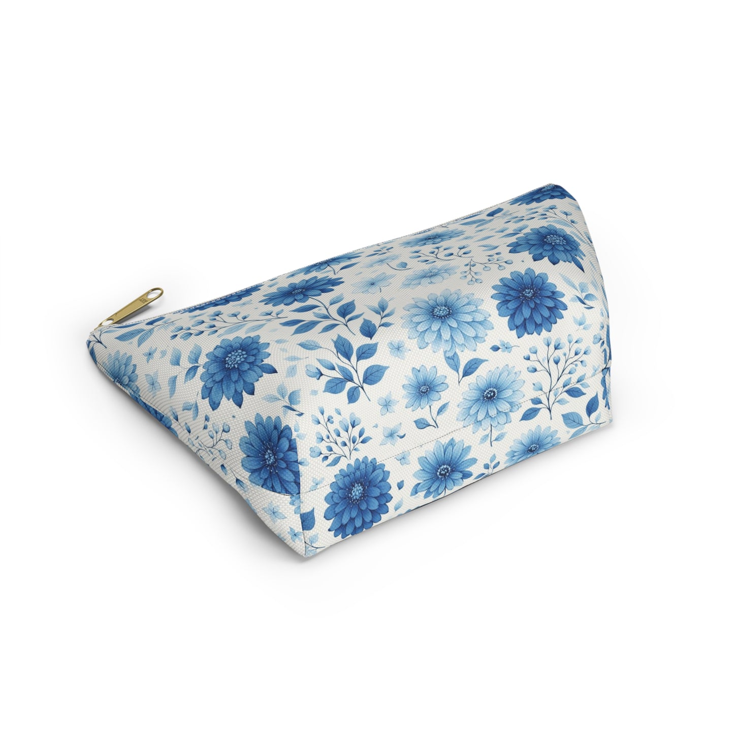 Blue Floral Accessory Pouch — T‑Bottom Makeup & Travel Bag